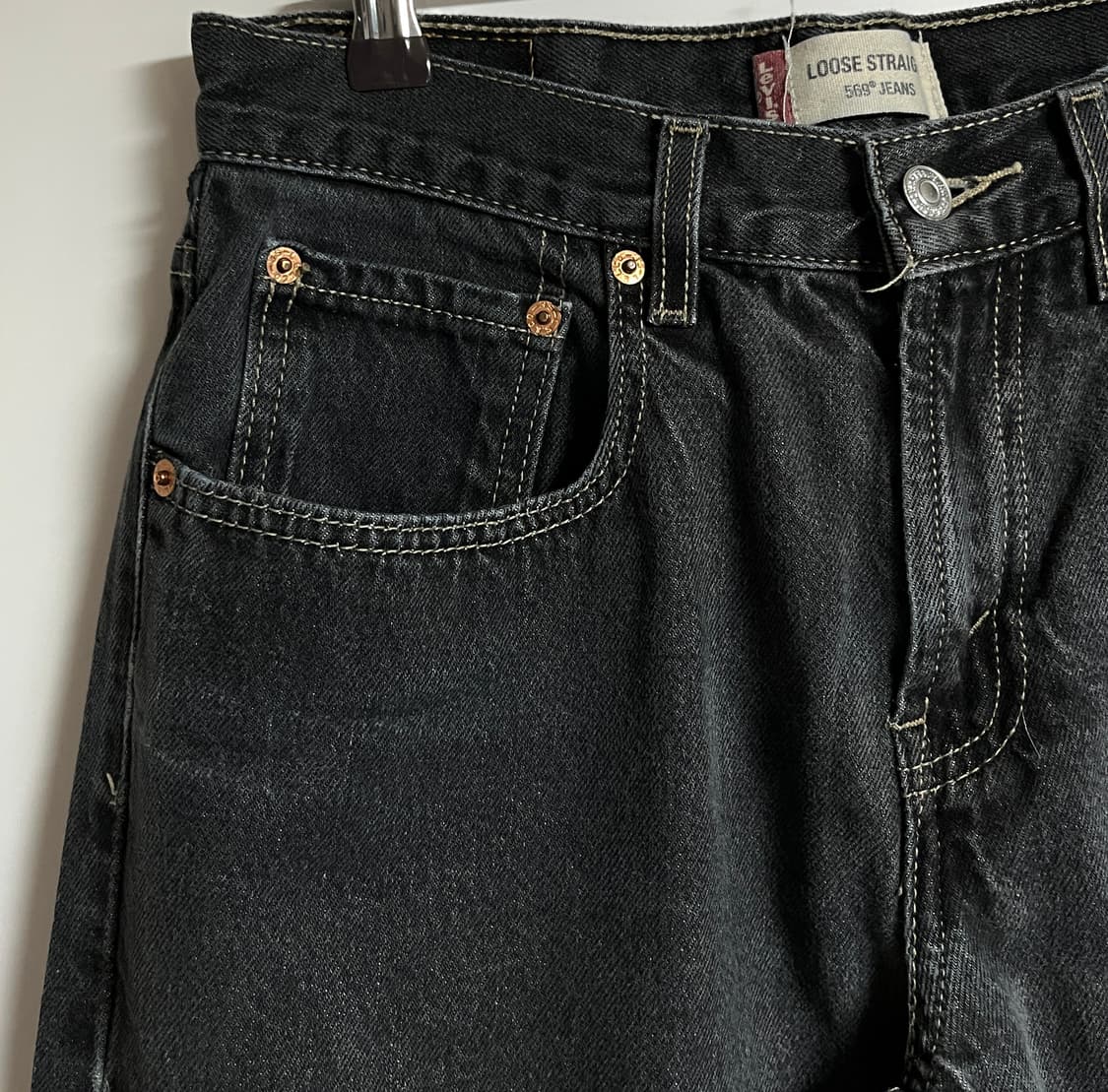 리바이스 569 흑청 와이드 데님팬츠 청바지 27 상품이미지4