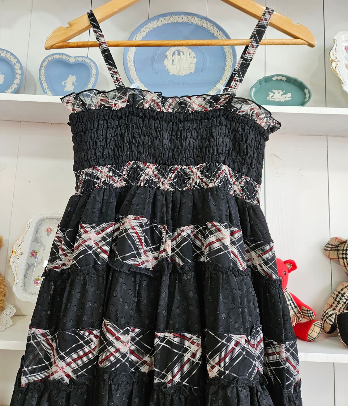 체크 캉캉 도트쉬폰 원피스 상품이미지2