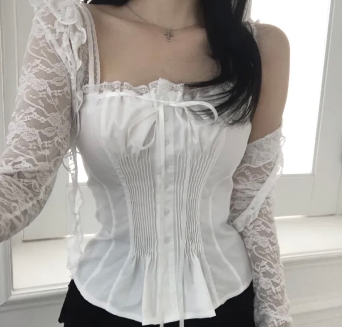 리본 프릴 새틴 나시 상품이미지1