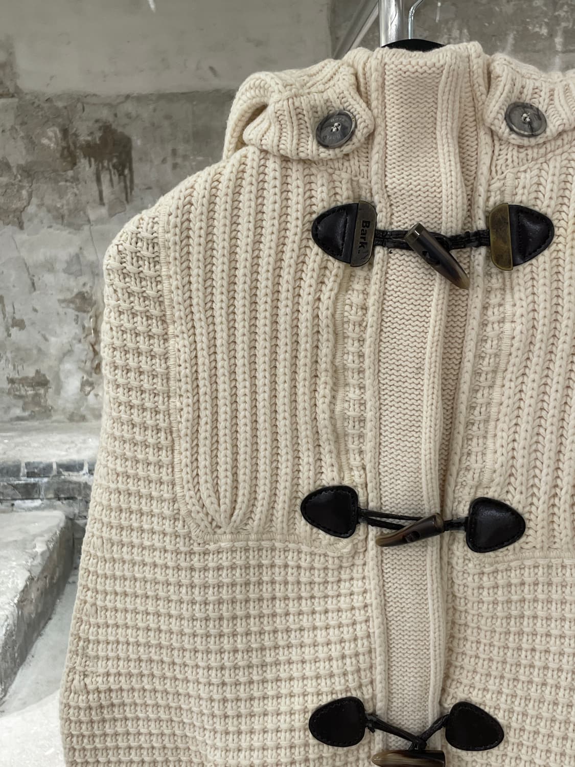 bark 아이보리 더플 니트 후디 베스트 상품이미지2