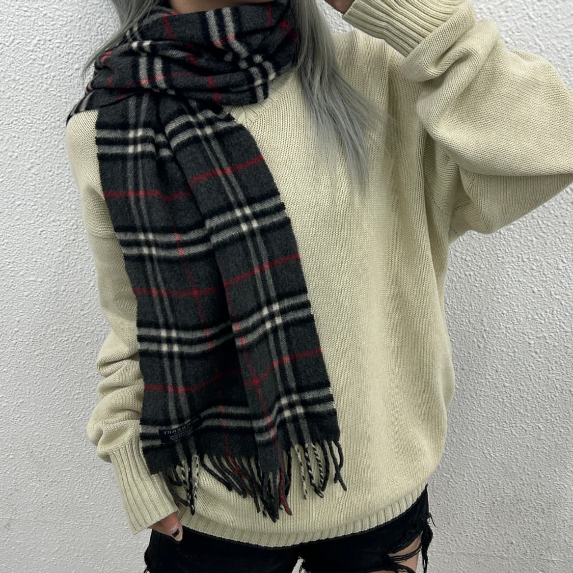 버버리 그레이 노바체크 캐시미어 머플러 상품이미지2