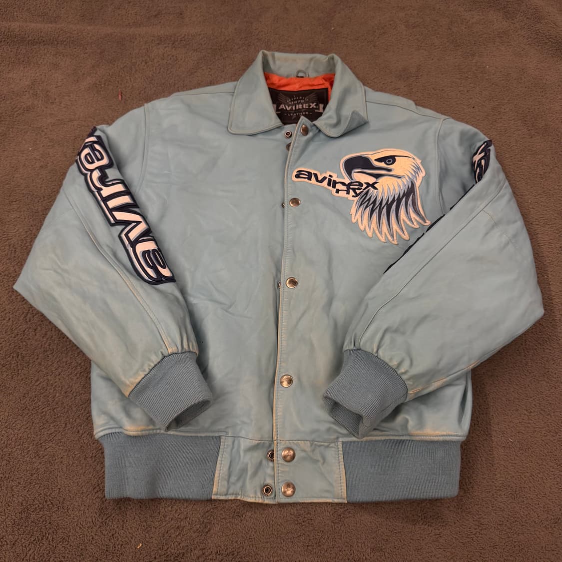 [ 정품/L ] 아비렉스 빈티지 바시티 레더 가죽 자켓 상품이미지3