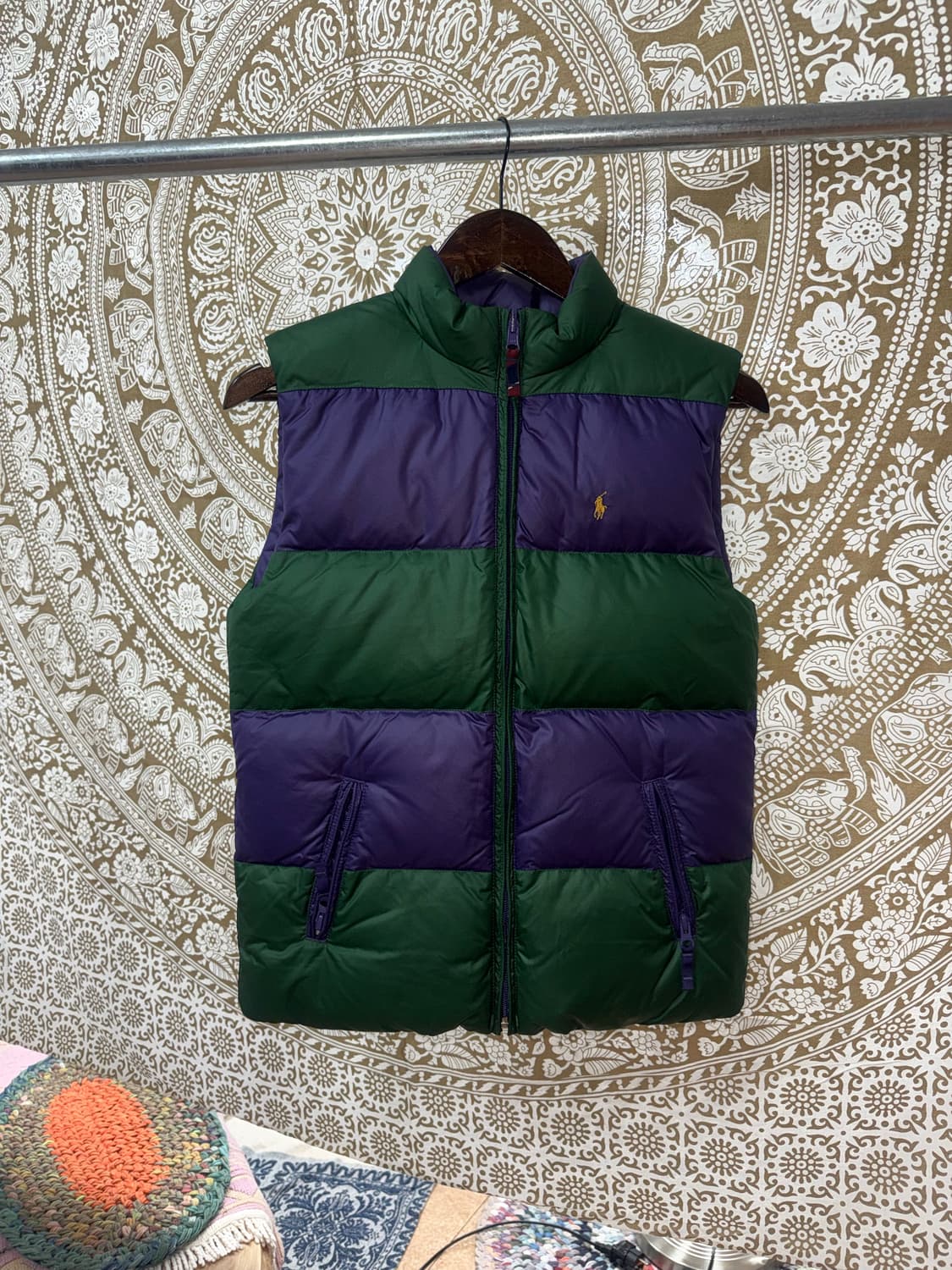 폴로랄프로렌 여성 리버시블 퍼플그린 배색 패딩조끼  상품이미지3