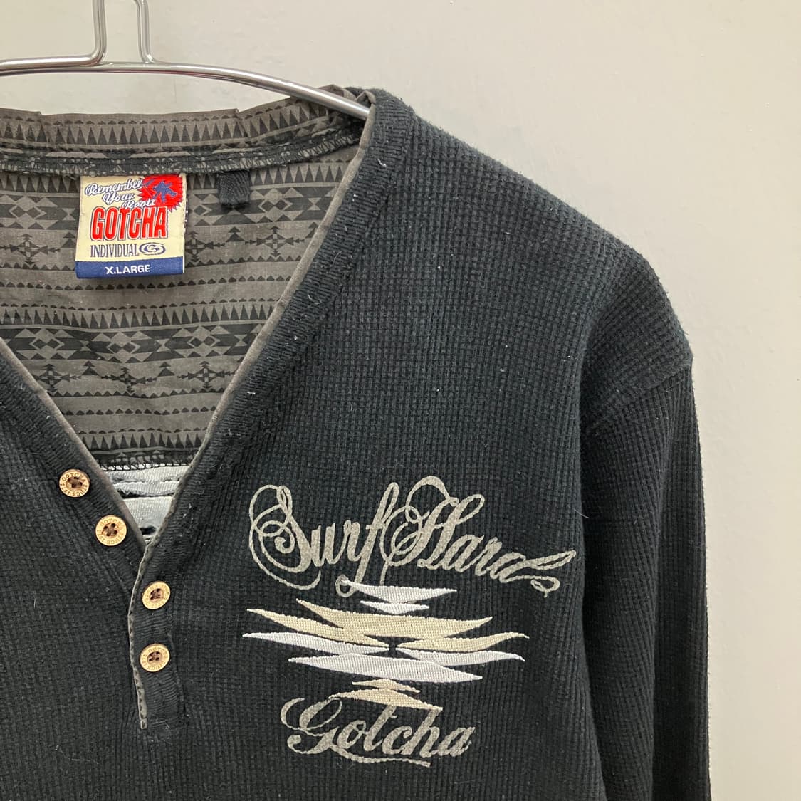 GOTCHA 갓챠 나바호  검정 와플 긴팔티 상품이미지3