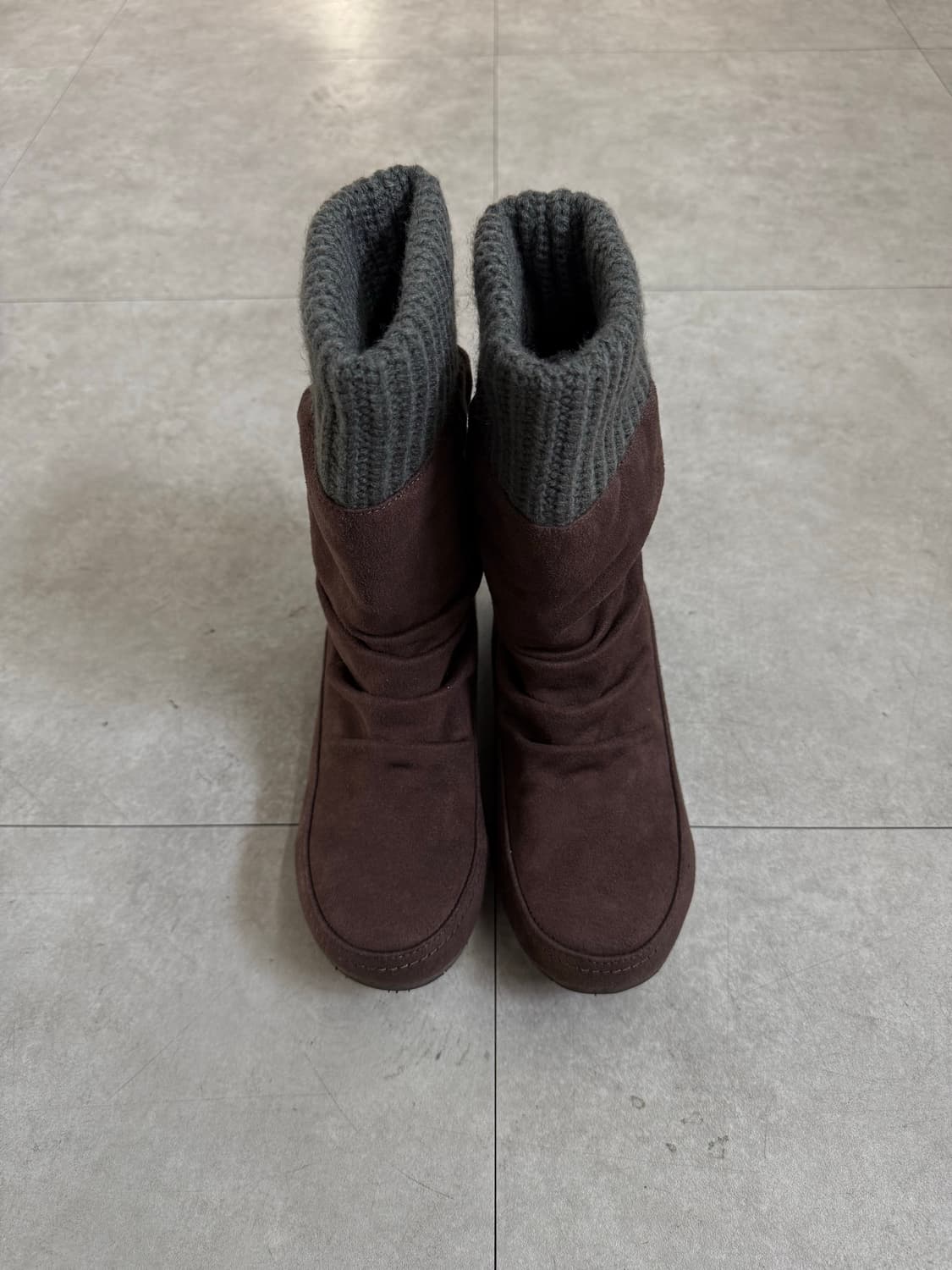 jelly beans 니트 커프 스웨이드 부츠 상품이미지3