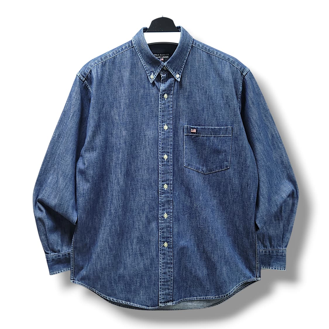 [95~100] 폴로 진스 컴퍼니 진청 성조기 데님 긴팔셔츠 상품이미지1