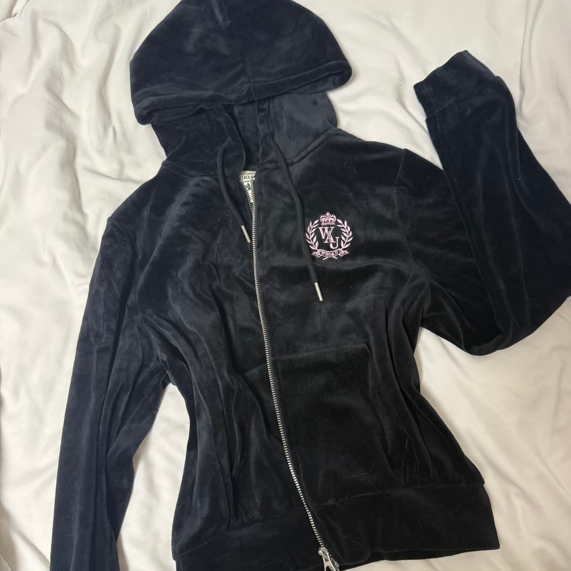 후아유 블랙 벨벳 크롭 후드 집업 초희귀 대다장 딸기우유 갸루 상품이미지2