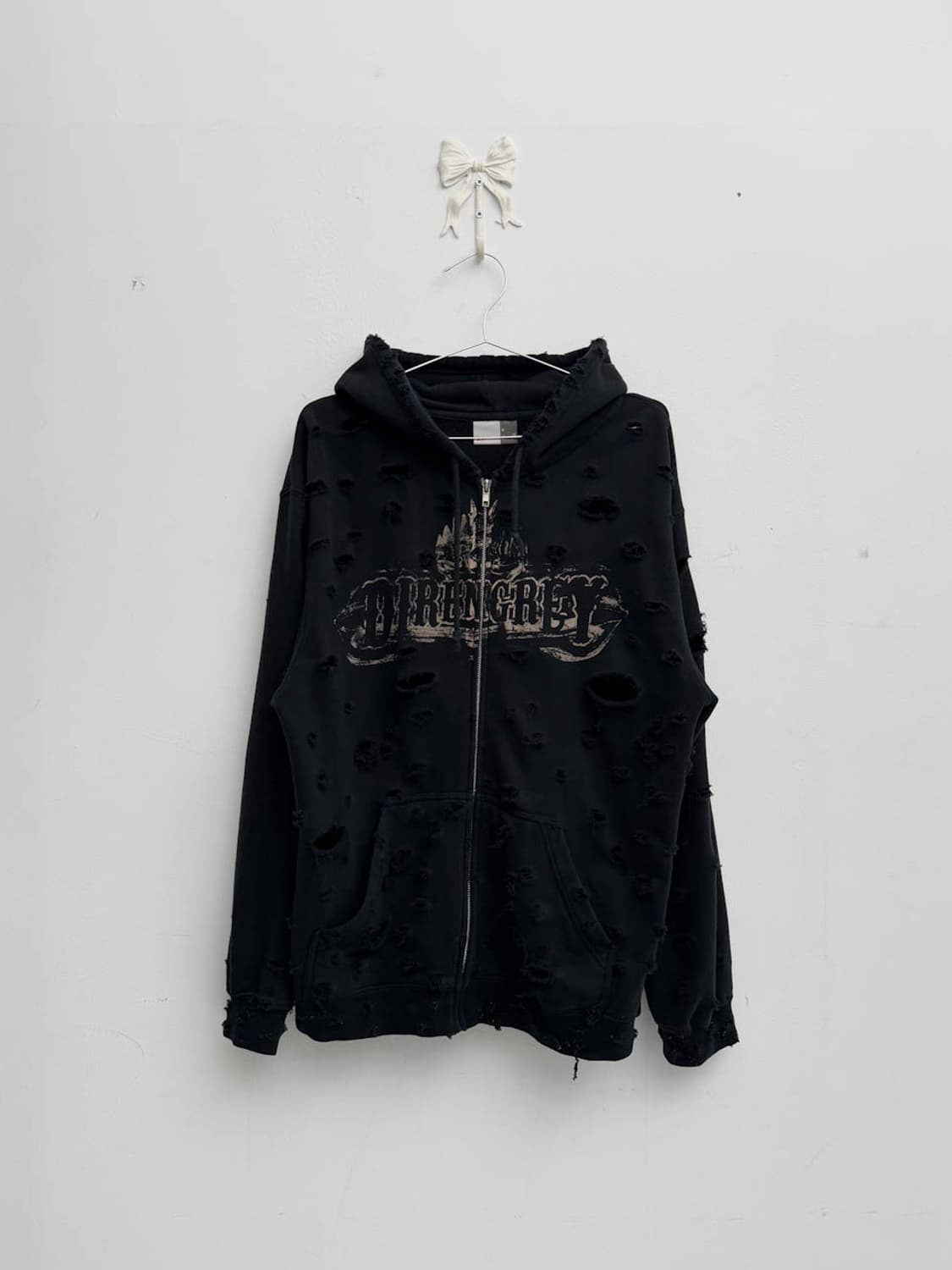 블랙 디스트레스 후드집업 상품이미지3
