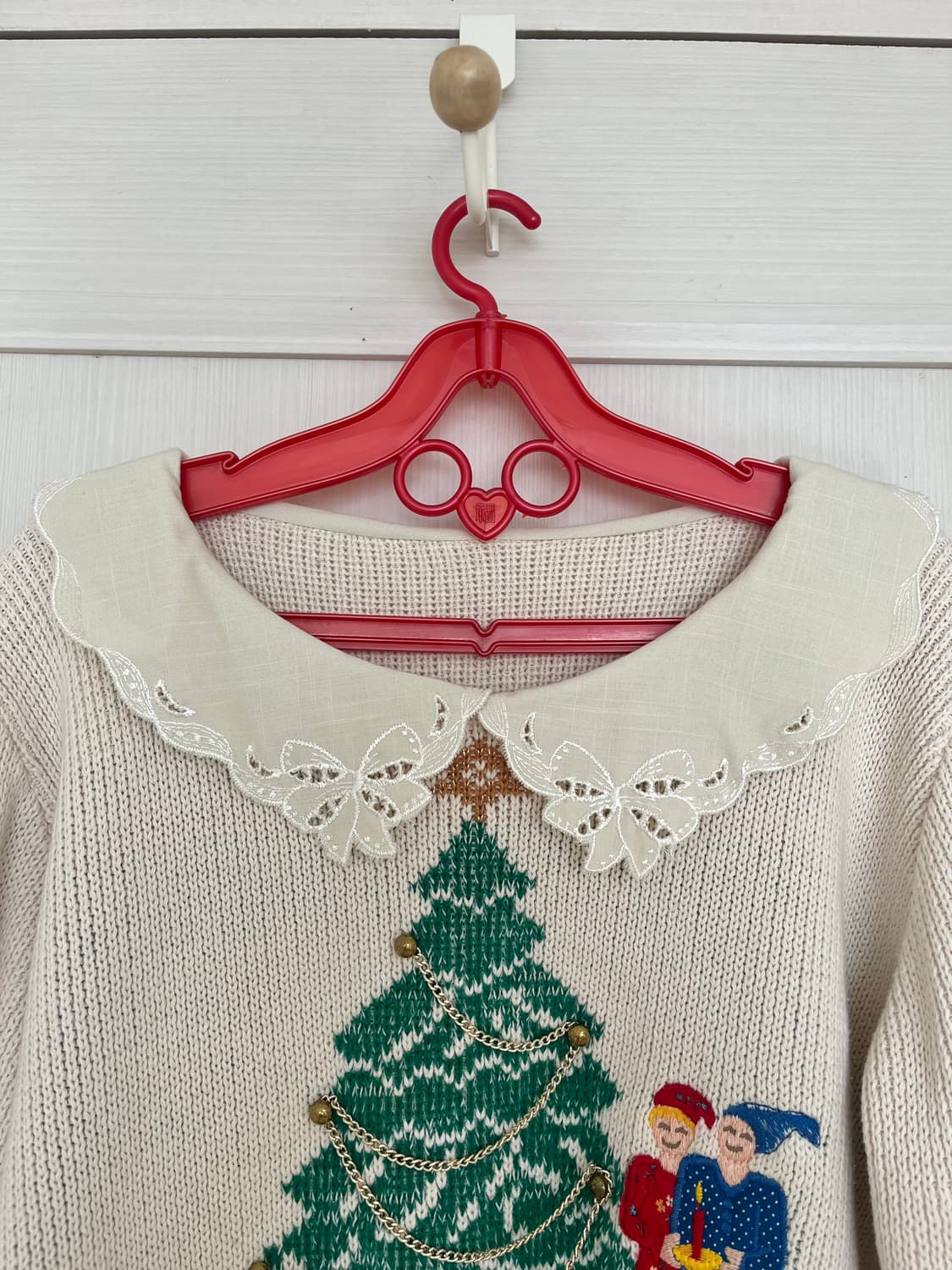 🎄크리스마스 선물 자수 트리 카라 울 니트 상품이미지4