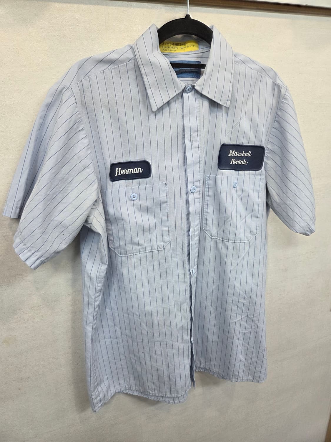 빈티지 usa 90s 신타스 스트라이프 프린팅 패치로고 셔츠반팔 L 상품이미지5