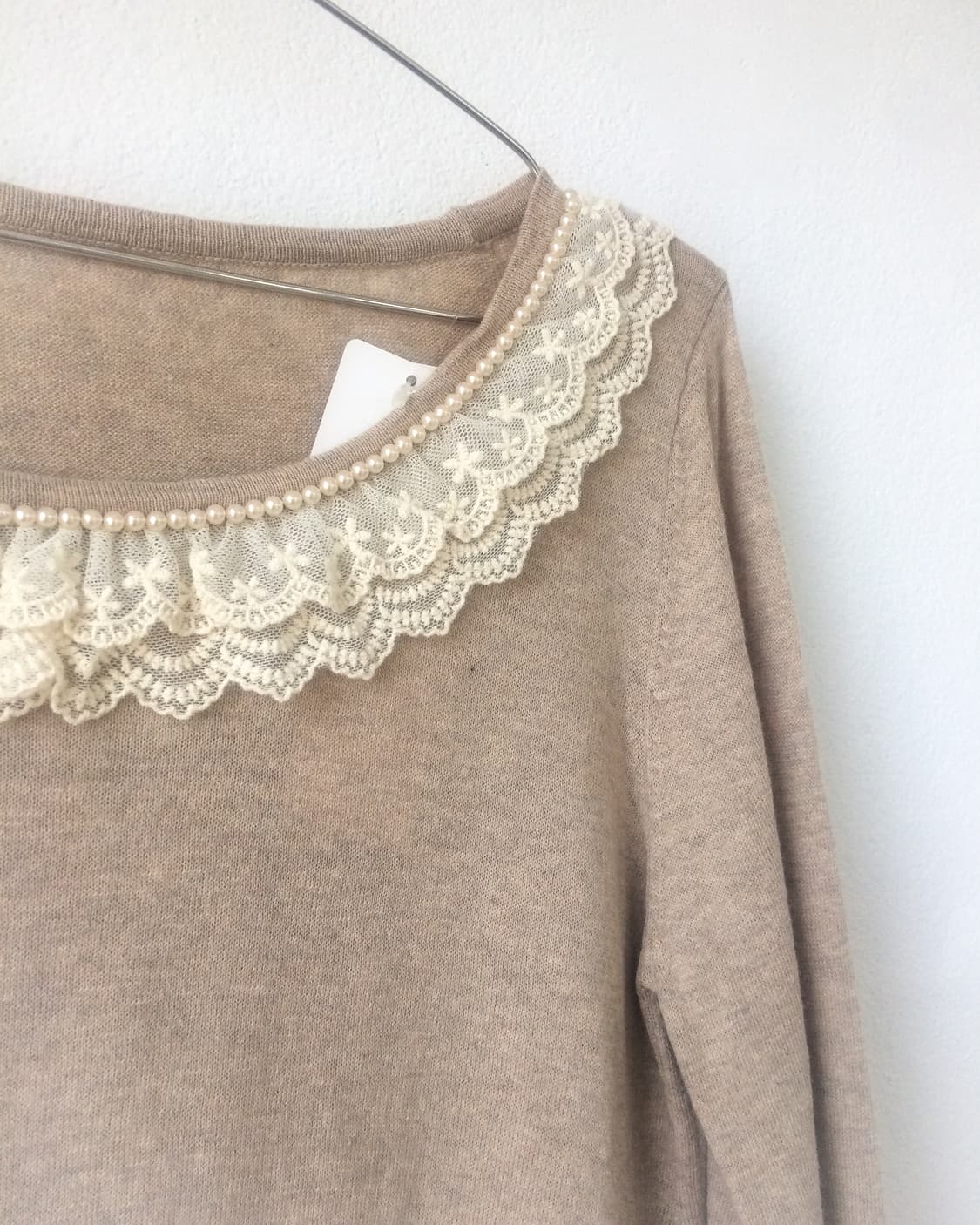 Lace trimming knit sleeve 상품이미지4
