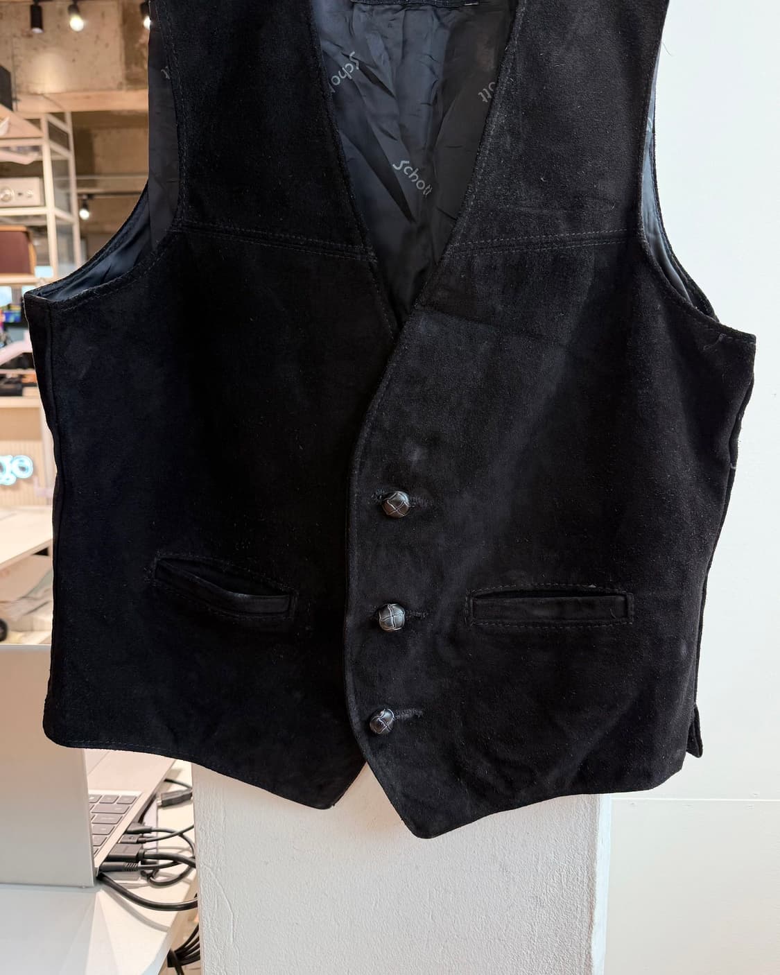 쇼트 블랙 스웨이드 퍼펙토 레더 베스트 상품이미지5