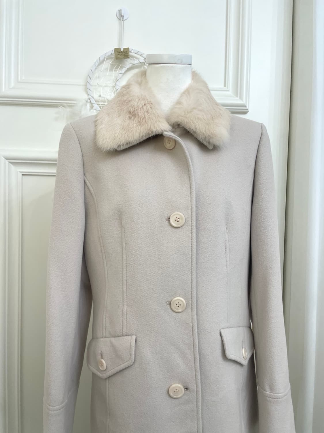 sheer pink basic fur pocket coat 상품이미지5