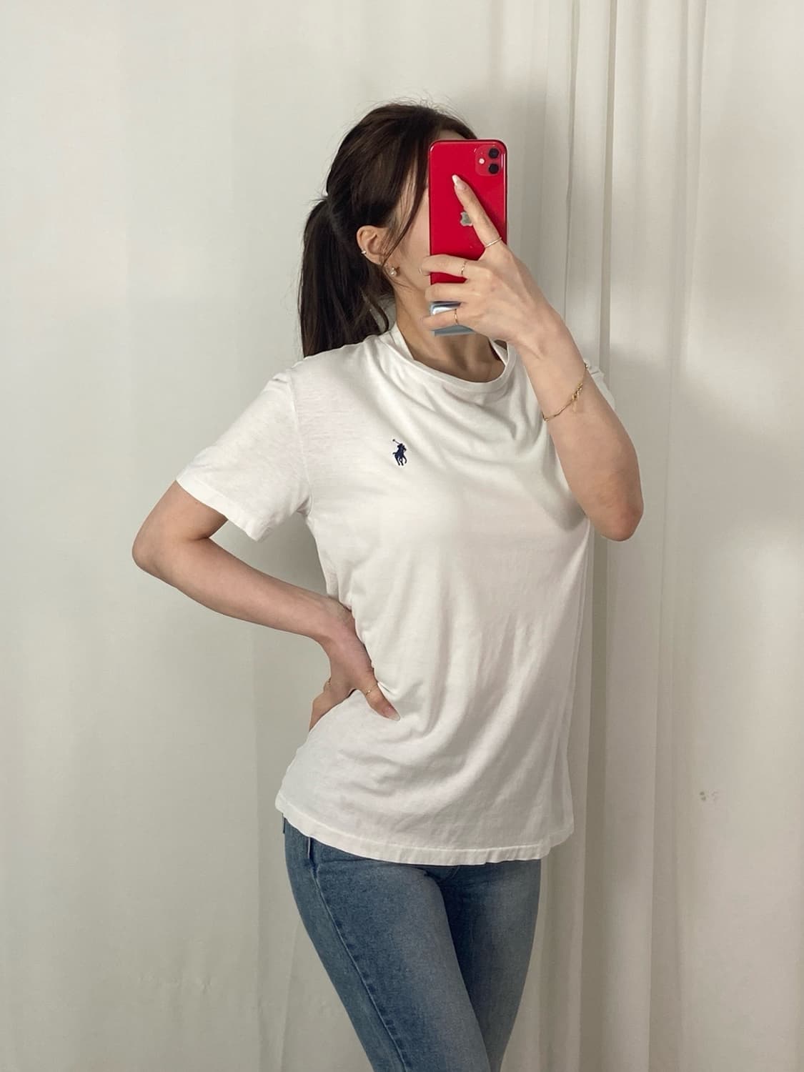 폴로 화이트 라운드티 상품이미지1