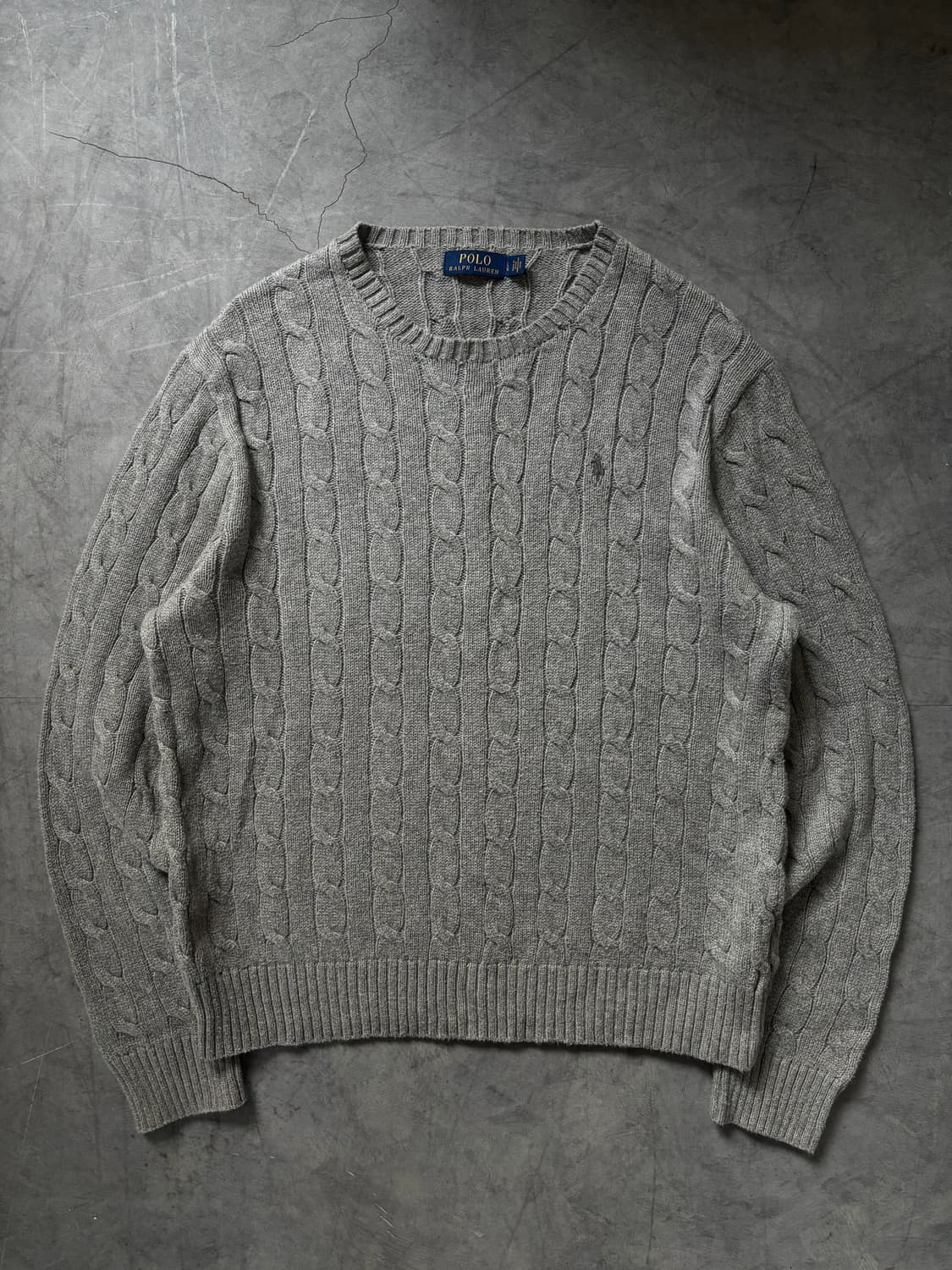 Polo 폴로 랄프로렌 그레이 컬러 케이블 라운드 니트 상품이미지1