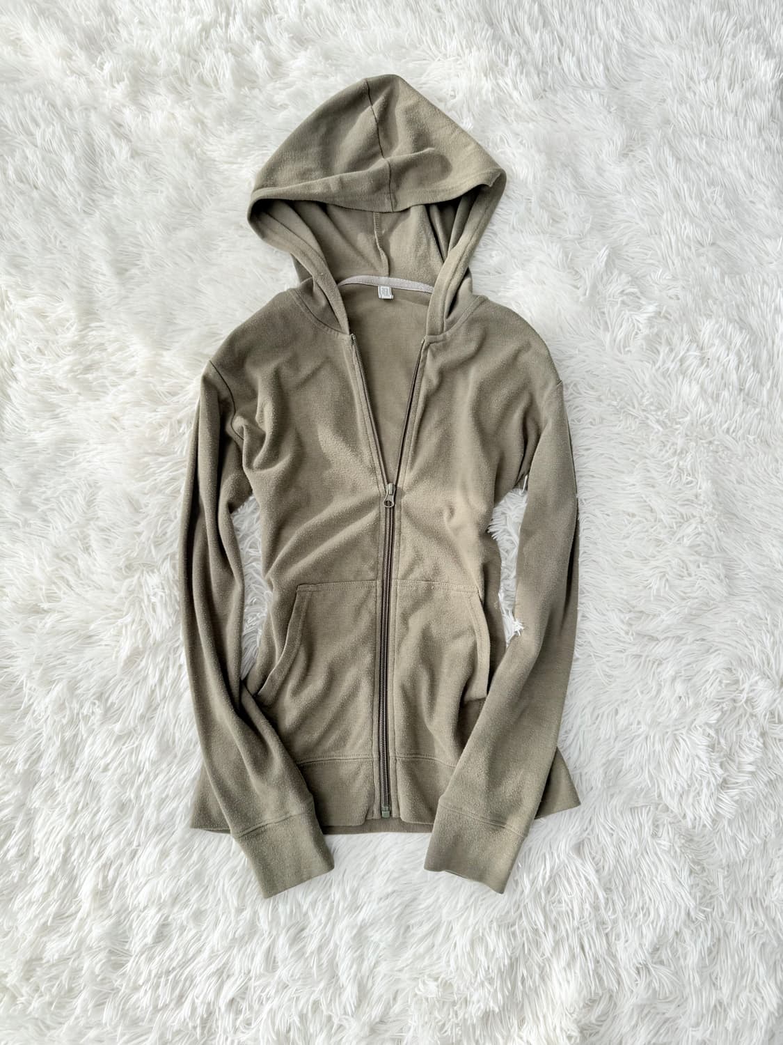 베이직 카키 후드집업 상품이미지1