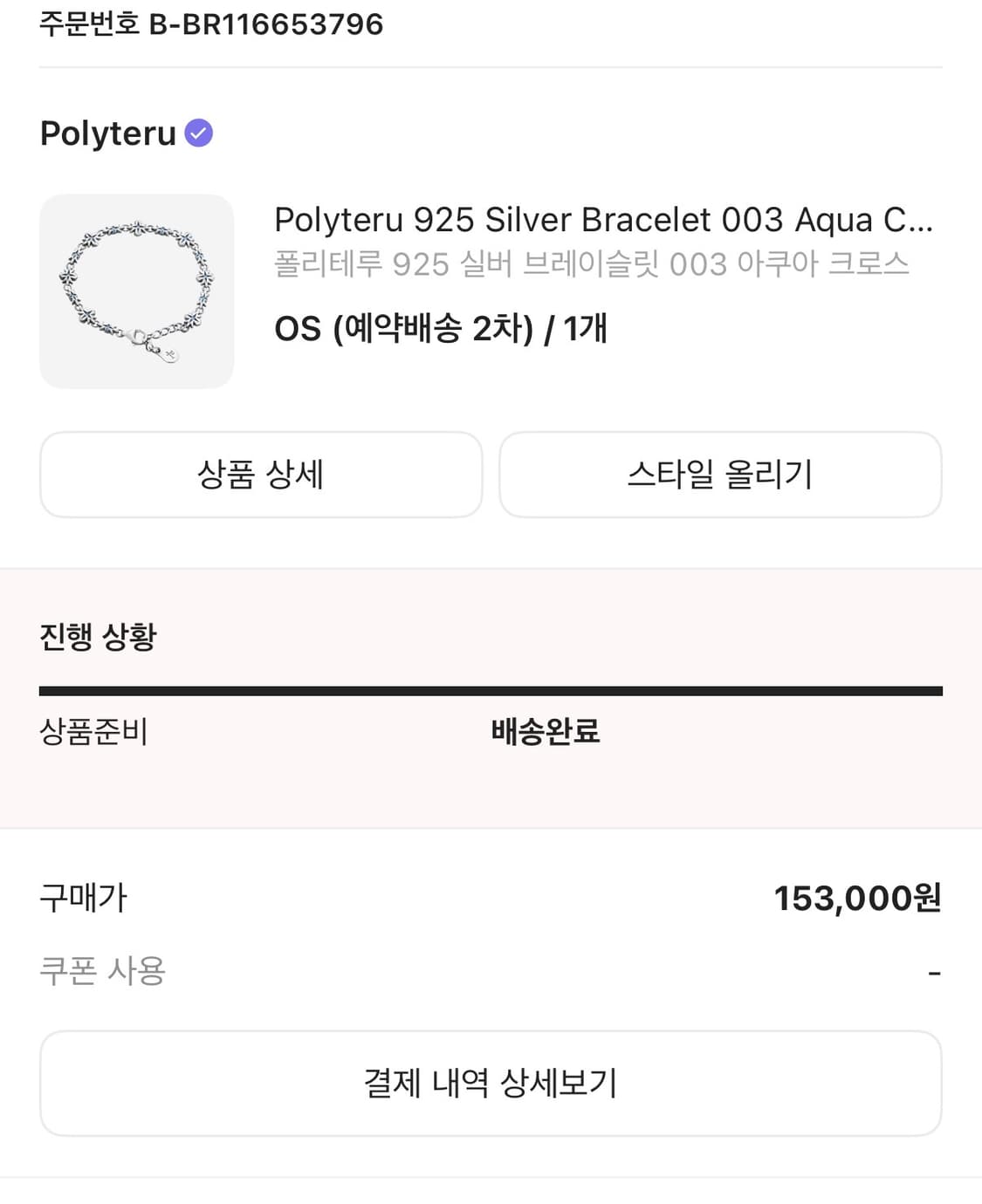 Polyteru925Silver Bracelet 003 AquaCross 상품이미지3