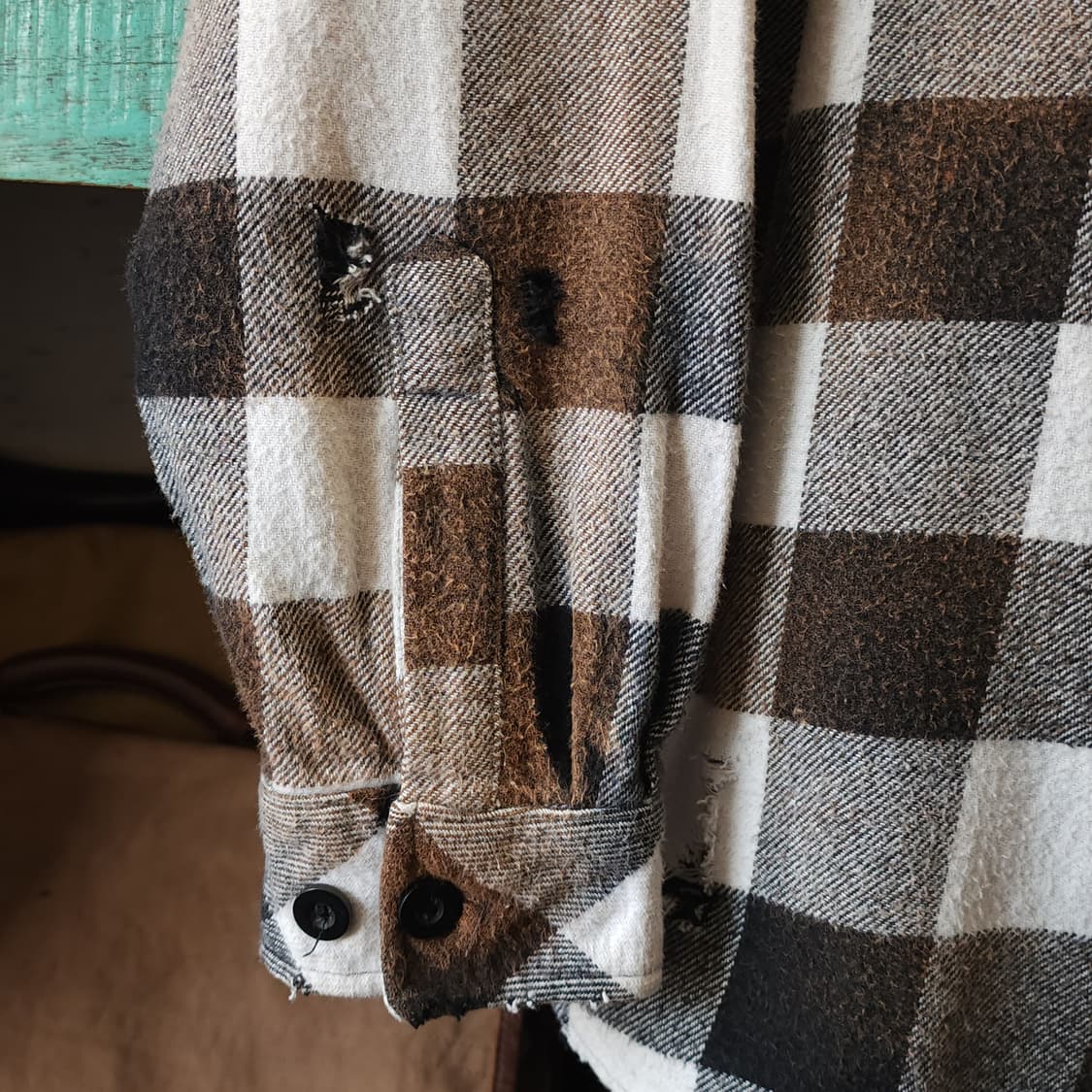 90s 아메리칸 빈티지 체크셔츠 헤비 플란넬 워크셔츠 윈도우 체크 xl 상품이미지9