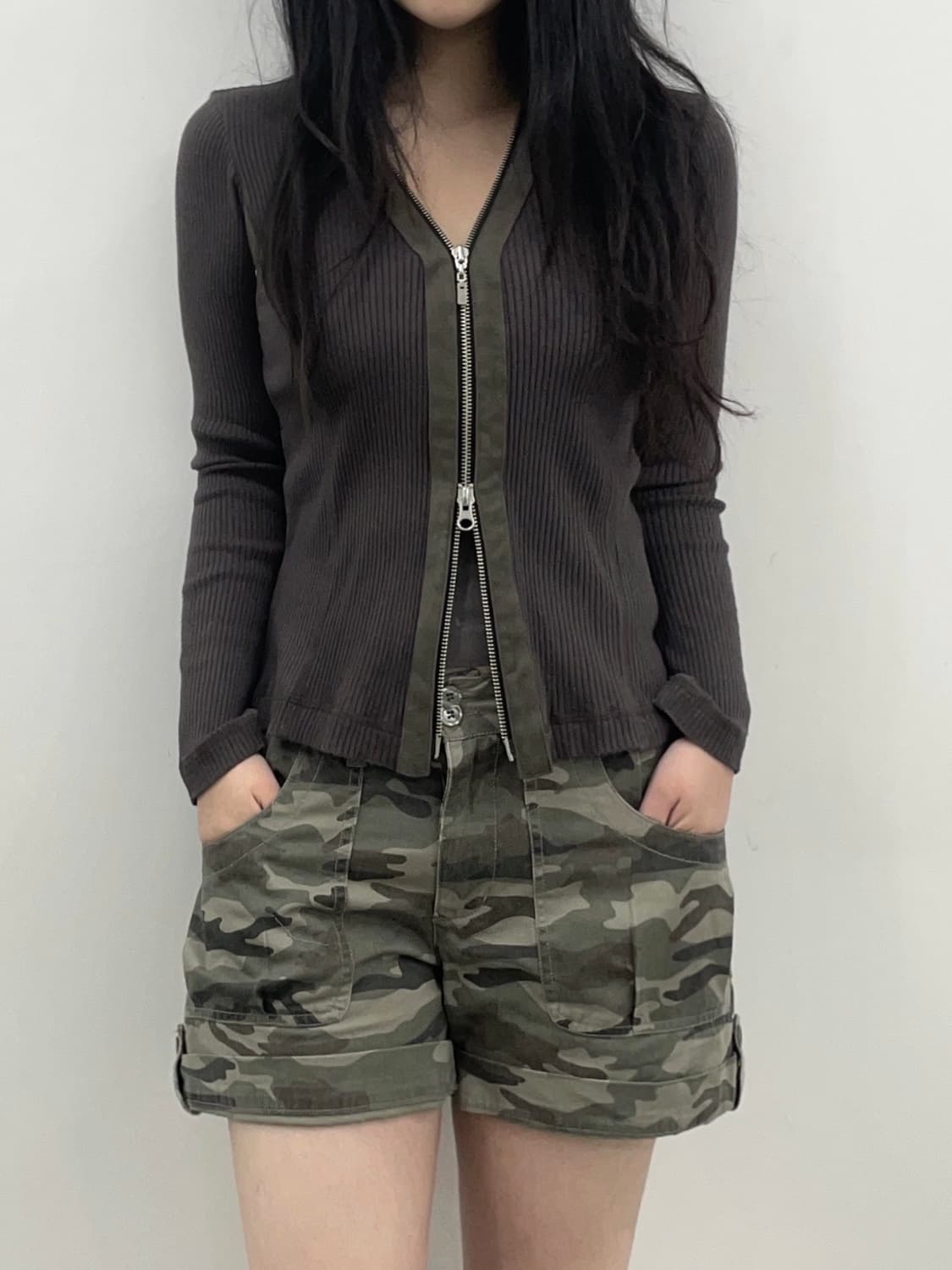 y2k 2way Zipper knit zip-up 상품이미지1