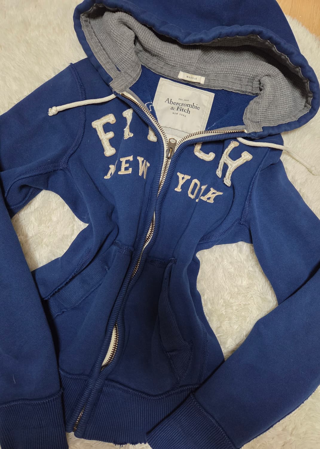 아베크롬비 딥블루 빅로고 후드집업 S 상품이미지1