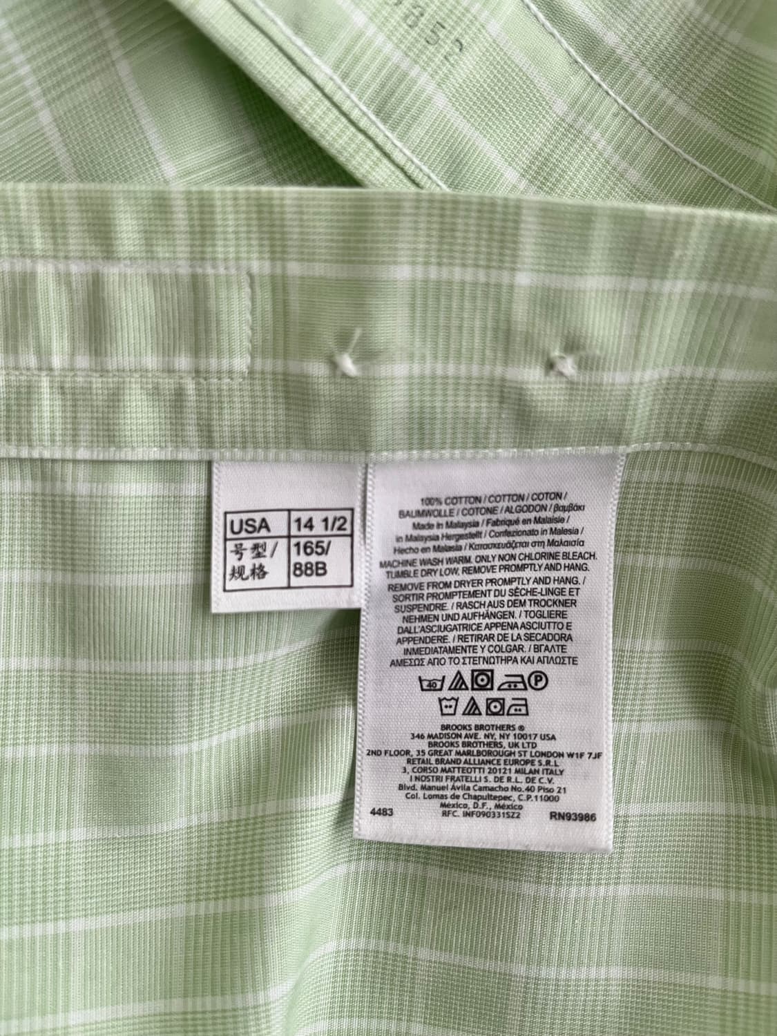 S) 브룩스 브라더스 체크 셔츠 라이트 그린 상품이미지6
