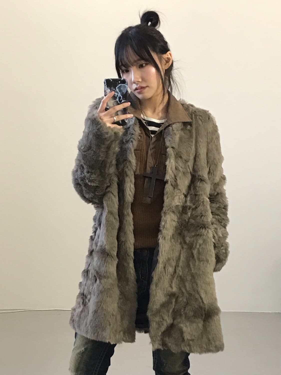 Fur Touch Grey Fur Jacket 상품이미지2