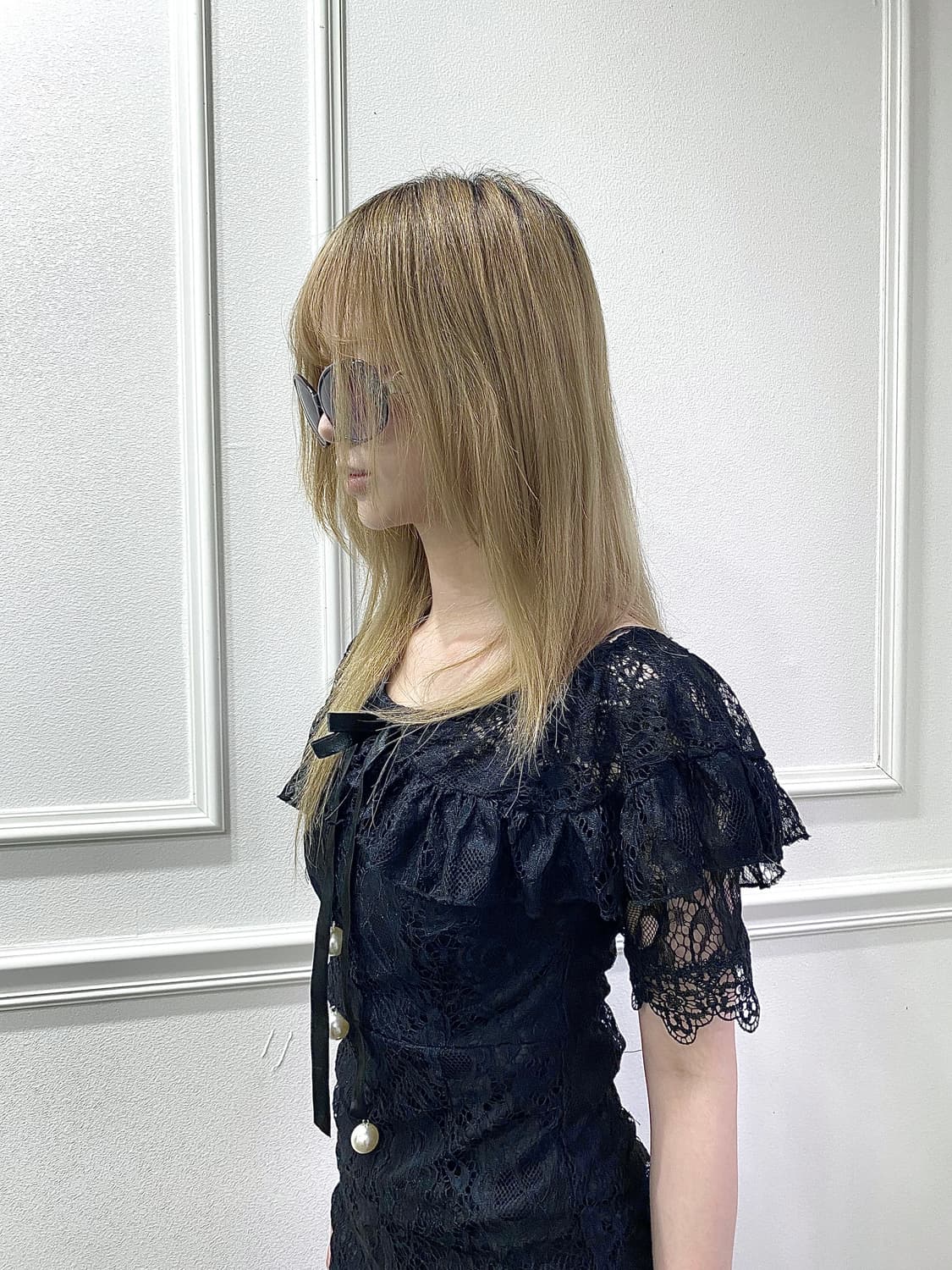 2000s style pearl button Lace Detail one 상품이미지3