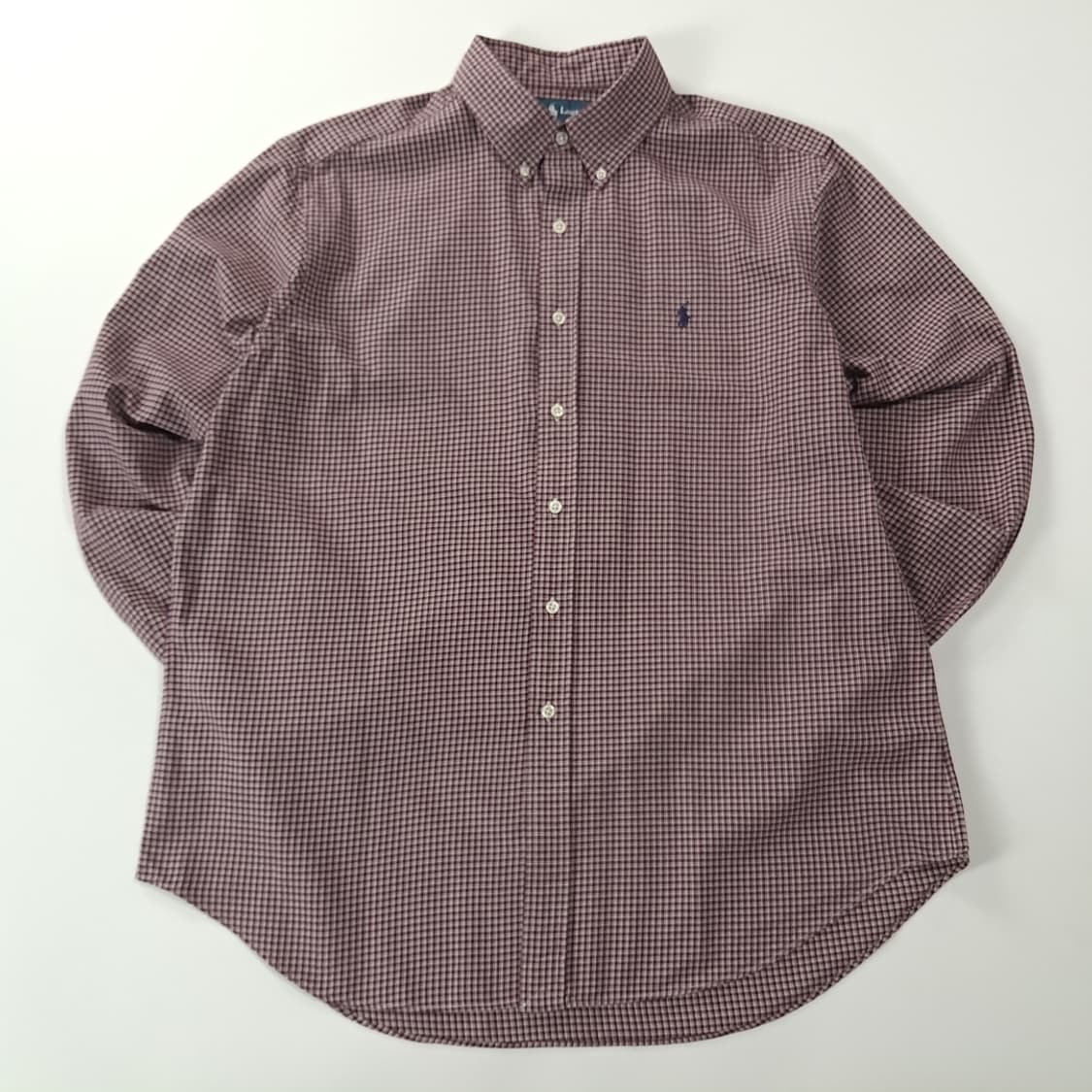 CK287 XL 폴로 90s 버건디 마이크로 타탄 체크 셔츠 남방 상품이미지1