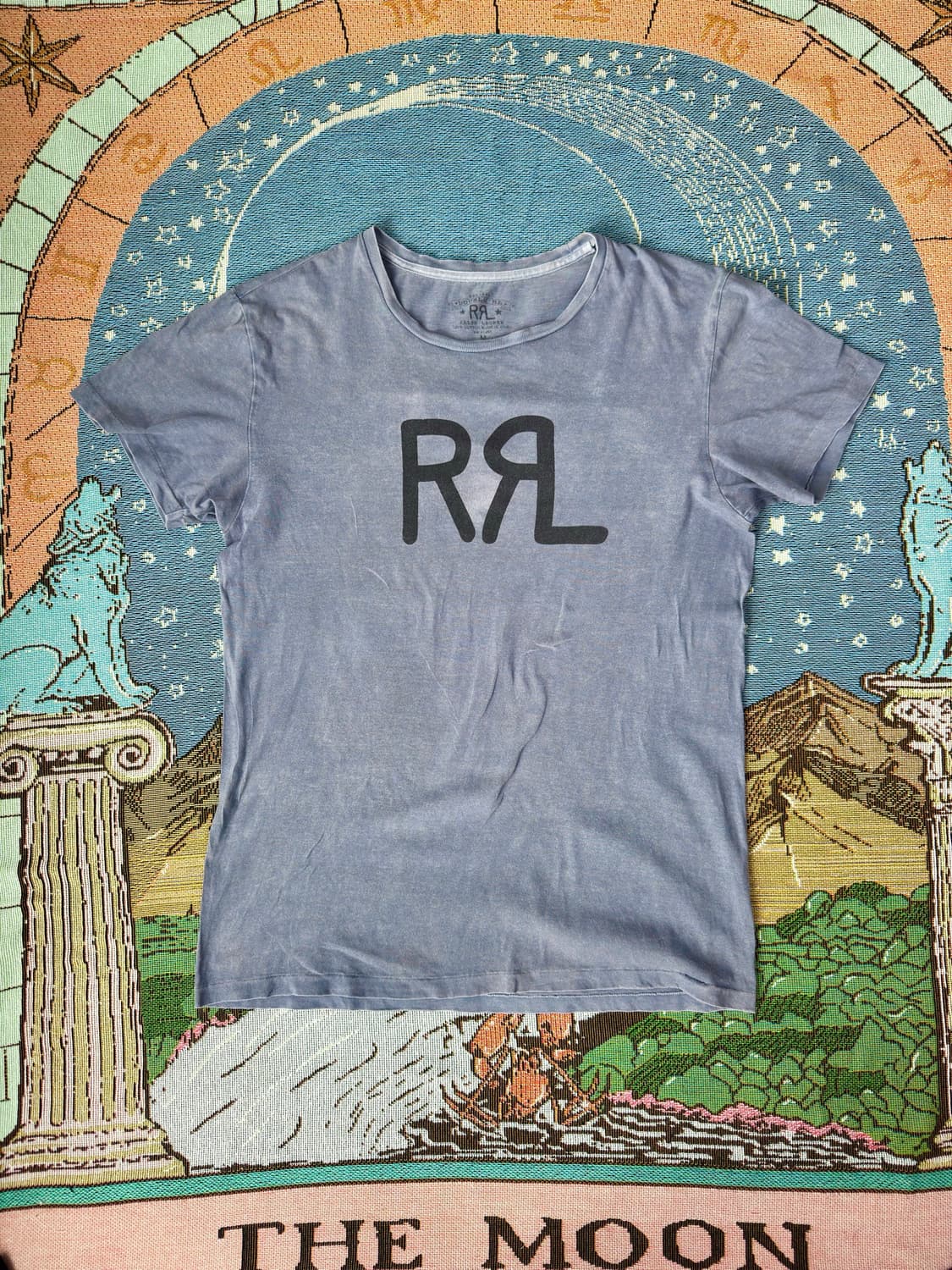 RRL 더블알엘 로고 티셔츠 더스티 블루 페이딩됨 상품이미지1