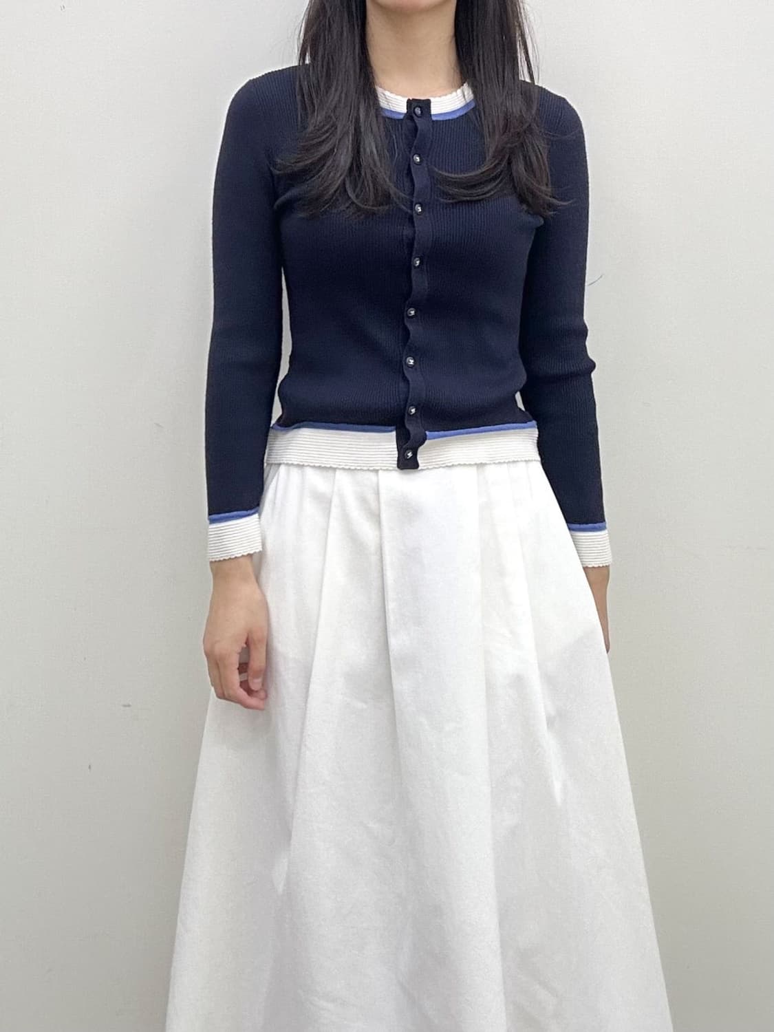 courreges / 꾸레쥬 네이비 골지 라운드 가디건  상품이미지10