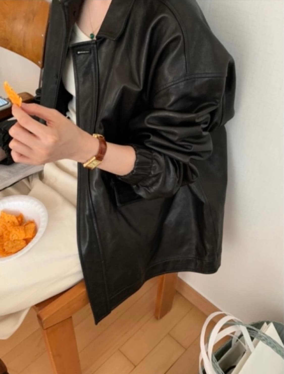 Mone 모네마켓 (리본빛) 버킨 레더 자켓 상품이미지3