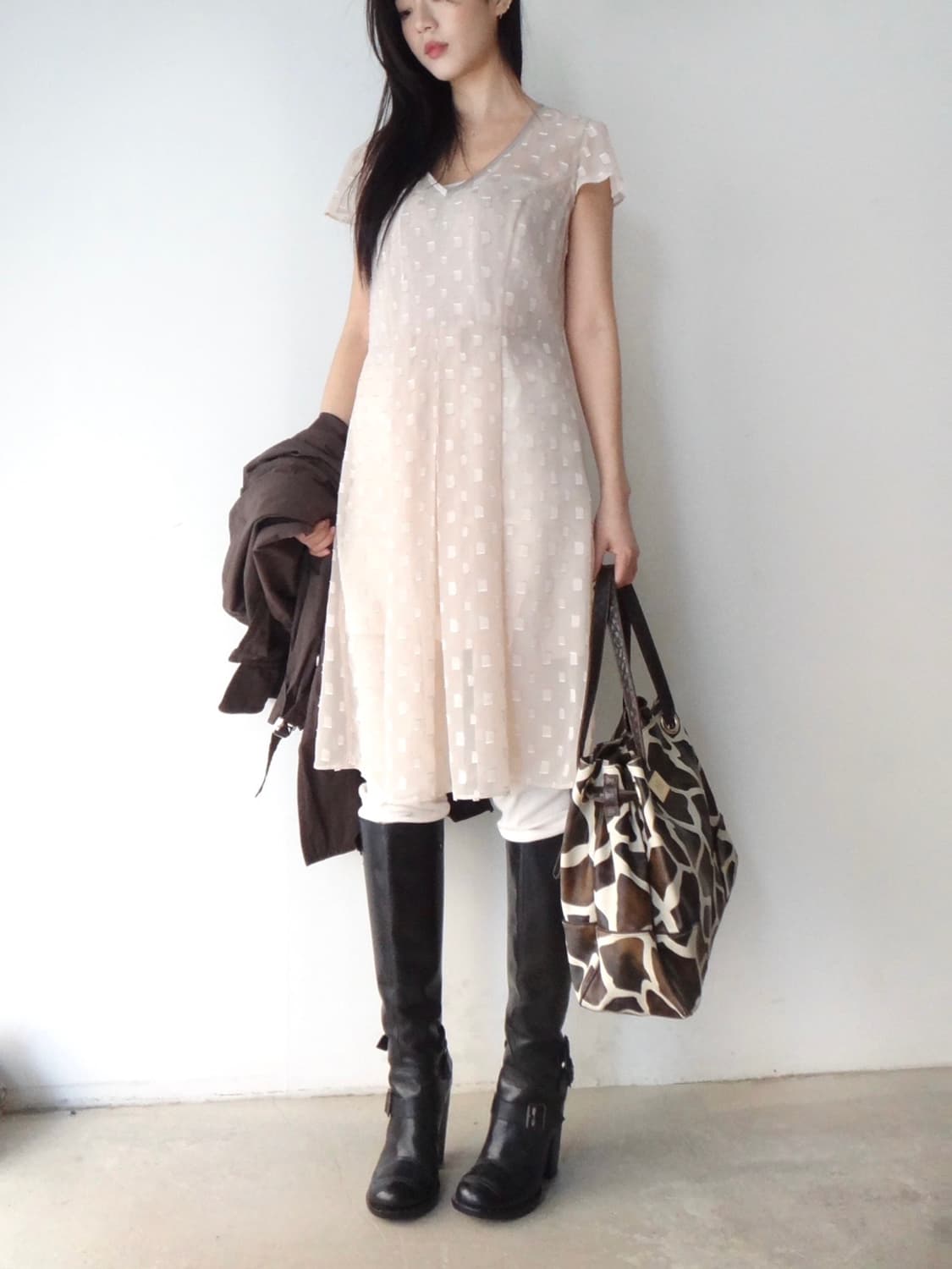 Rib skirt layered pants / ivory 상품이미지5