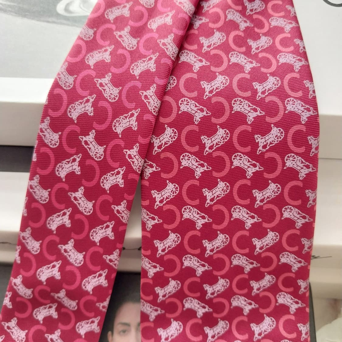 셀린느 실크 레드 트리옴프 슬림 넥타이 7.6cm A+등급 K1324
 상품이미지3