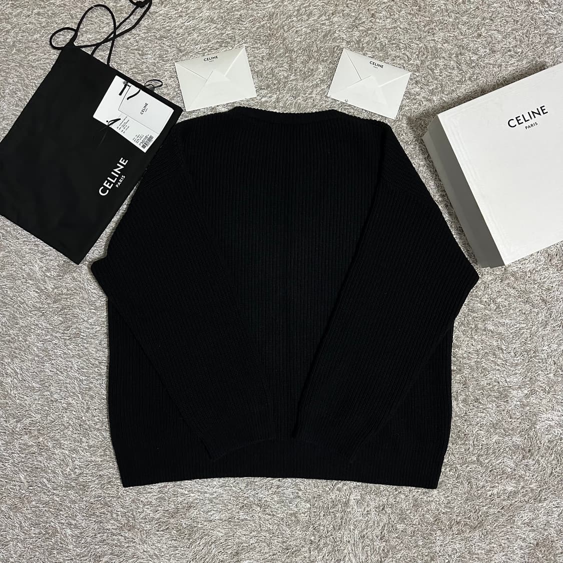 [정품] 셀린느 리브드 울 로고 니트 XL 블랙 상품이미지3