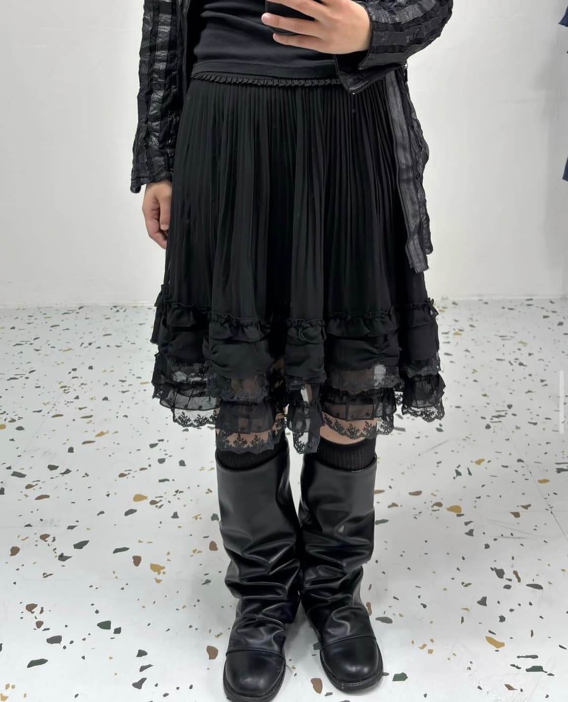 빈티지 프릴 미디 스커트 상품이미지1