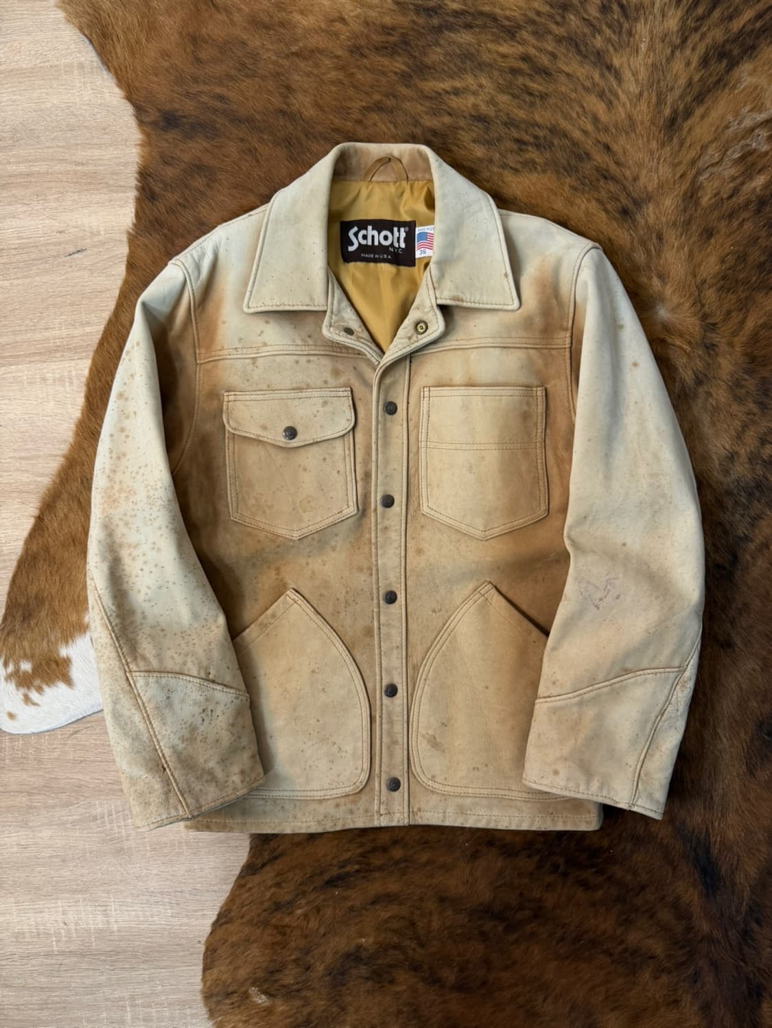 빈티지 쇼트 핸드 페인드 레더 자켓  상품이미지1