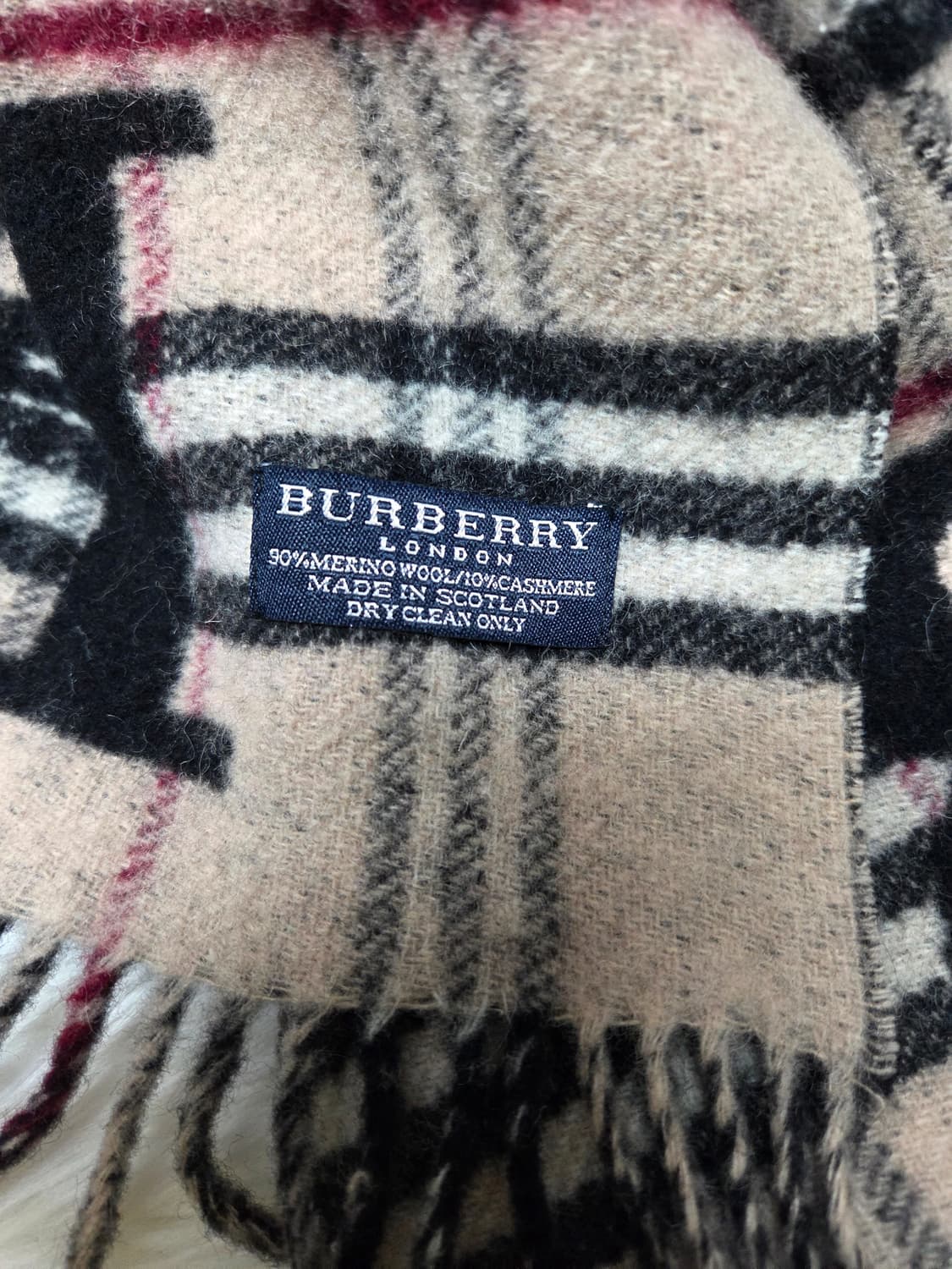 정품)버버리 TB 모노그램 체크 캐시미어 스카프 # 신품급 상품이미지3