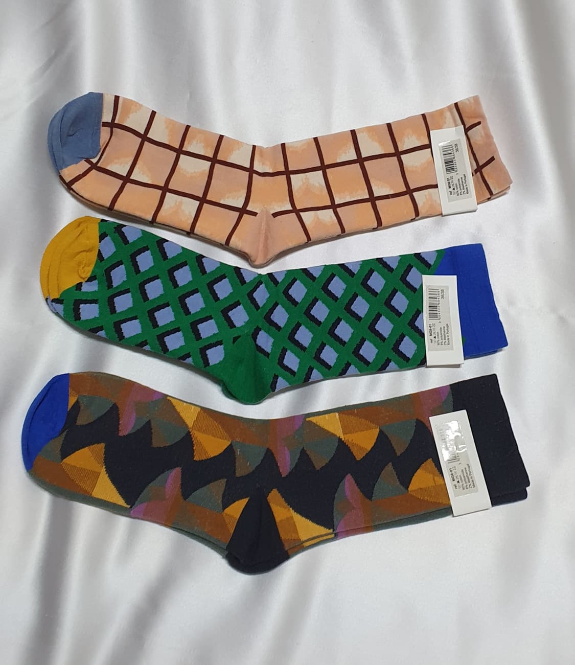 누드베이지 그린 블루  체크 추상파 Bonne Maison 본메종 양말 상품이미지1