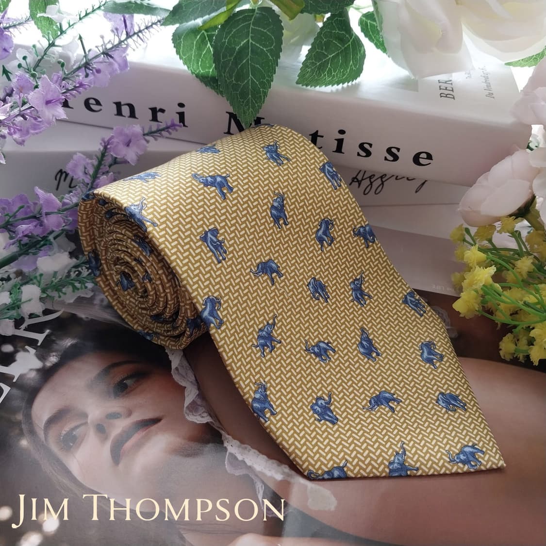 짐톰슨 실크 옐로우 코끼리 패턴 넥타이 9.5cm A+등급 K1307
 상품이미지1