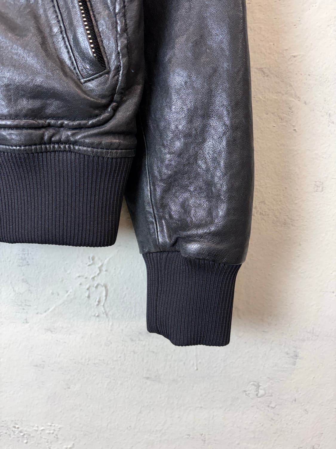 빈티지 y2k 블랙 레더 블루종 자켓 상품이미지3