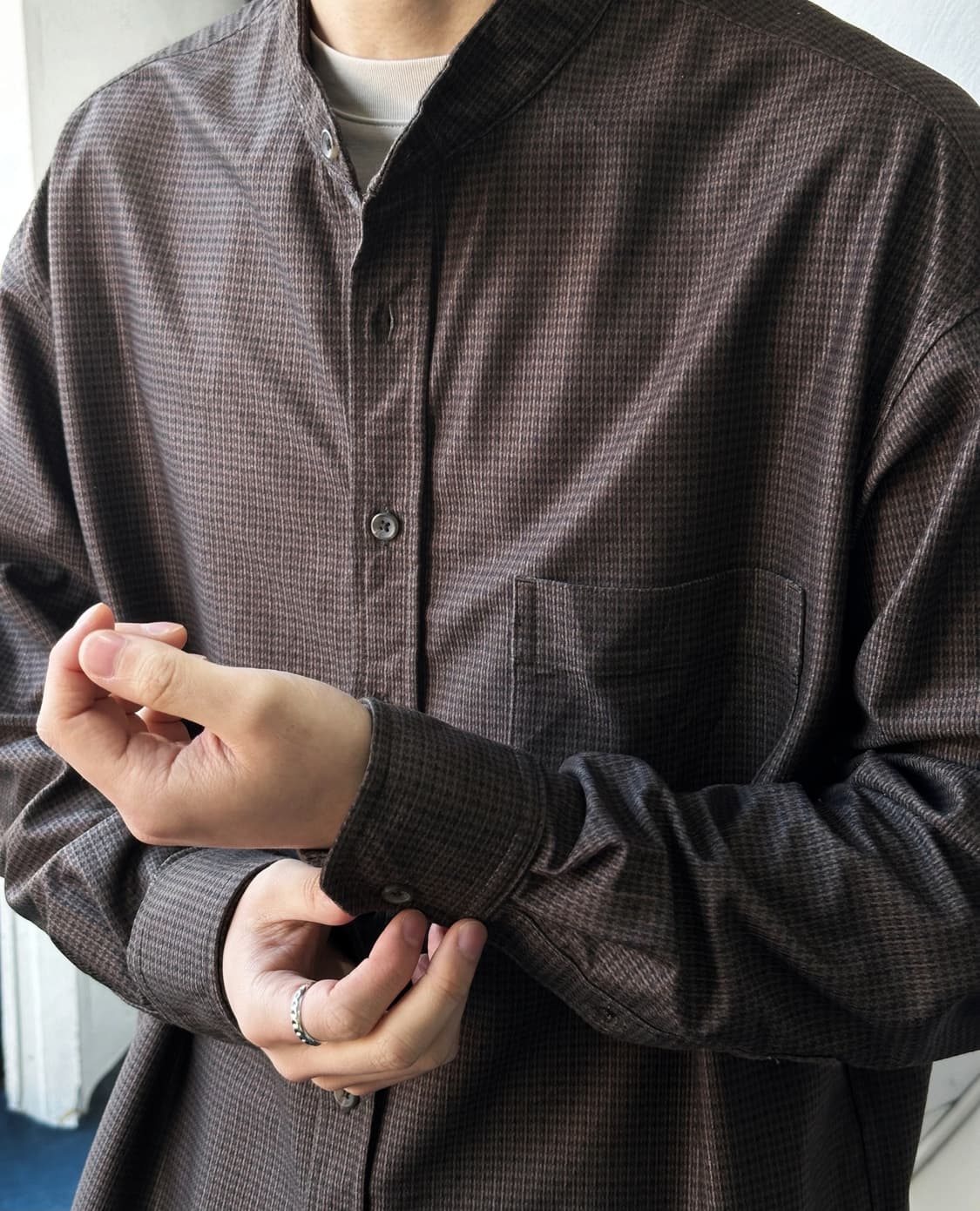 Design pattern stand collar shirt 상품이미지10