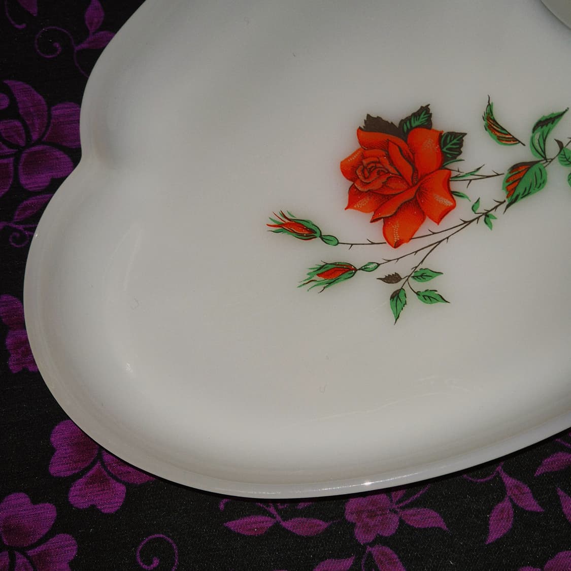 50s 미국 페더럴 밀크글라스 로즈 스낵 1세트 상품이미지8