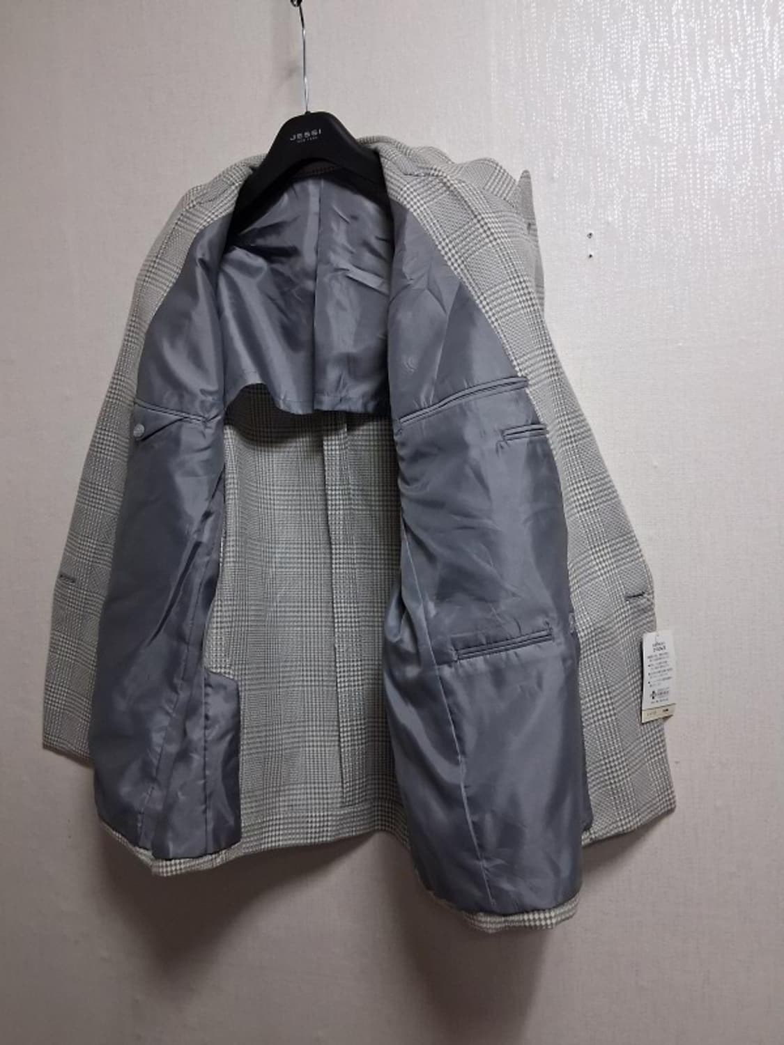 일본빈티지 AVENUEFOCH 남성 100%울 춘추 그레이체크 더블쟈켓1 상품이미지4