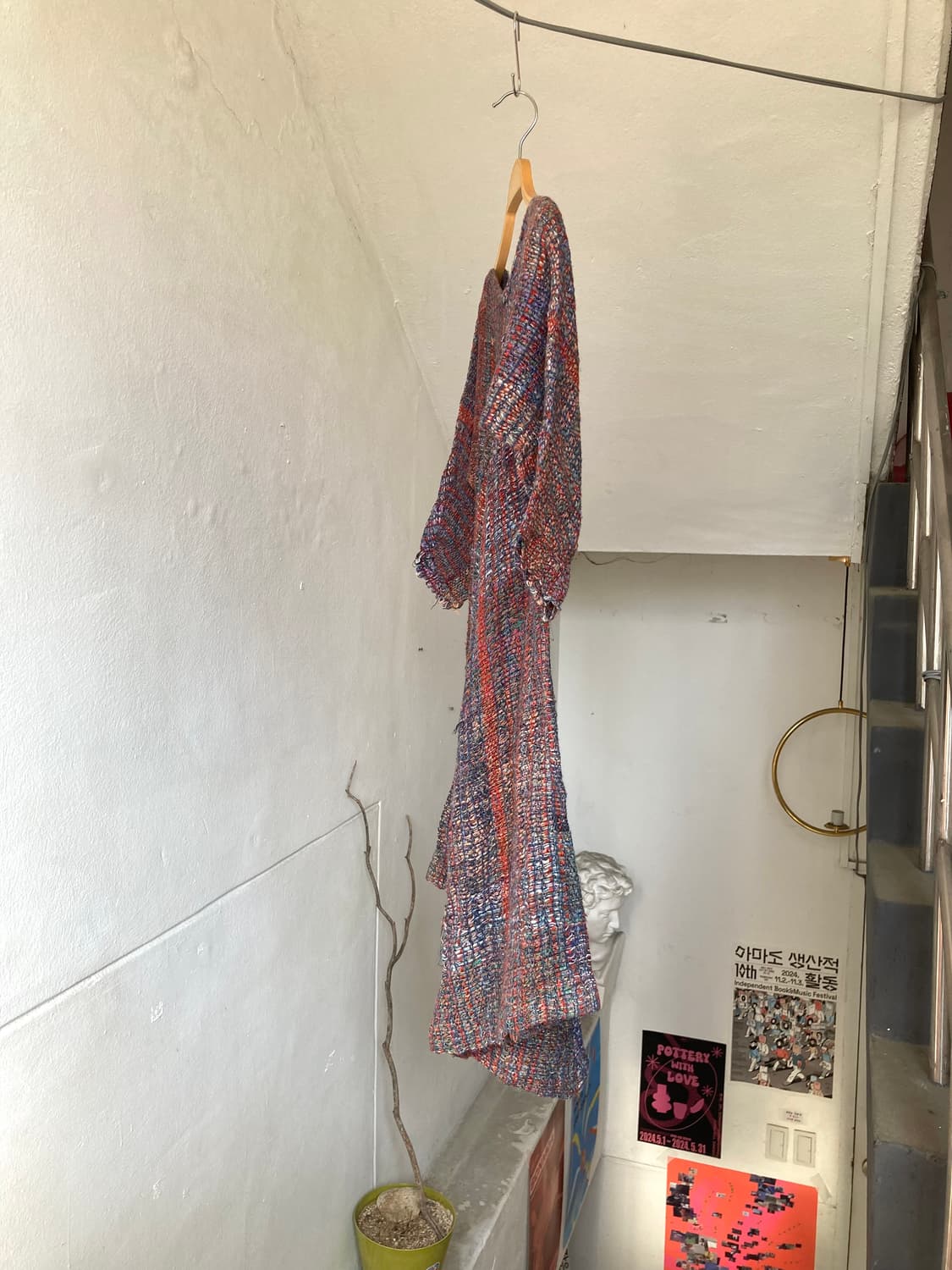 케이블 직조 사선 언발 컷팅 원피스 상품이미지7