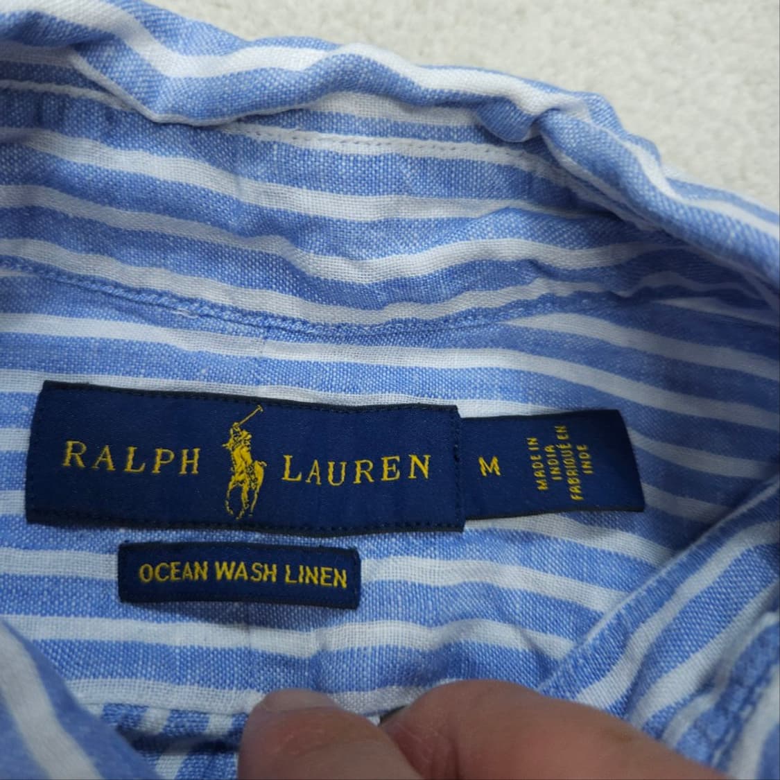 폴로 랄프 로렌 신형 스트라이프 린넨 셔츠 M 상품이미지4