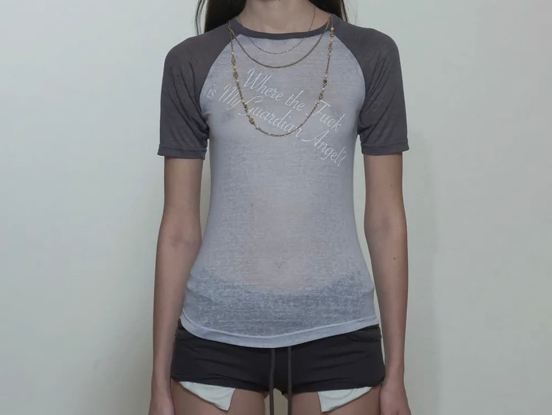 윈터 착용 Missing Angel Linen Like Tee Gray 상품이미지3