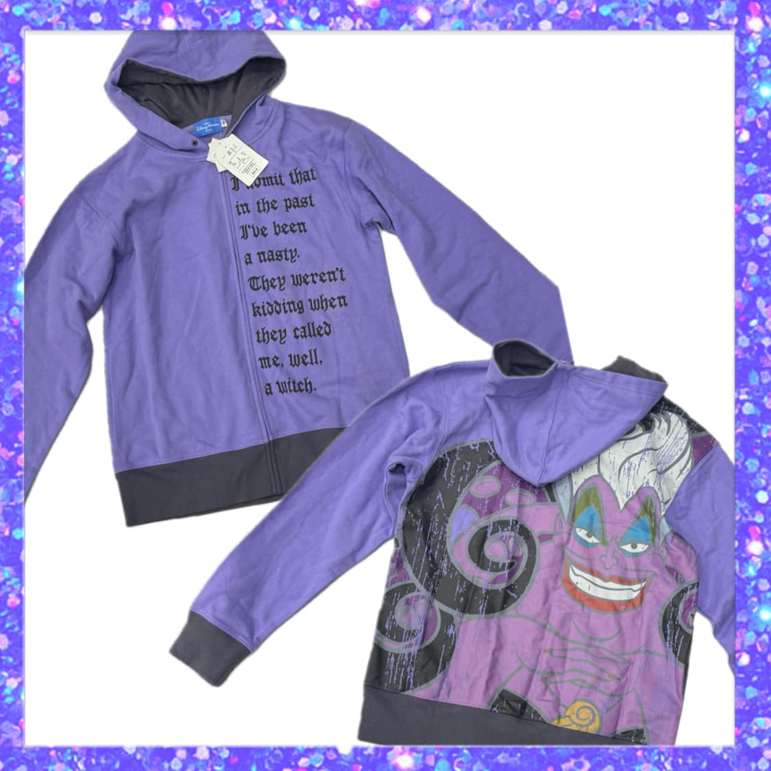 재팬 디즈니 정품 우슬라 레터링 프린팅 퍼플 후드집업 괴짜룩(새제품) 상품이미지1