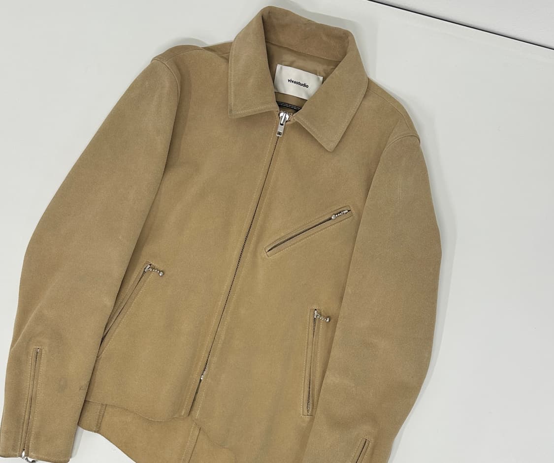 스웨이드 가죽 사선지퍼 가죽자켓 M 상품이미지3