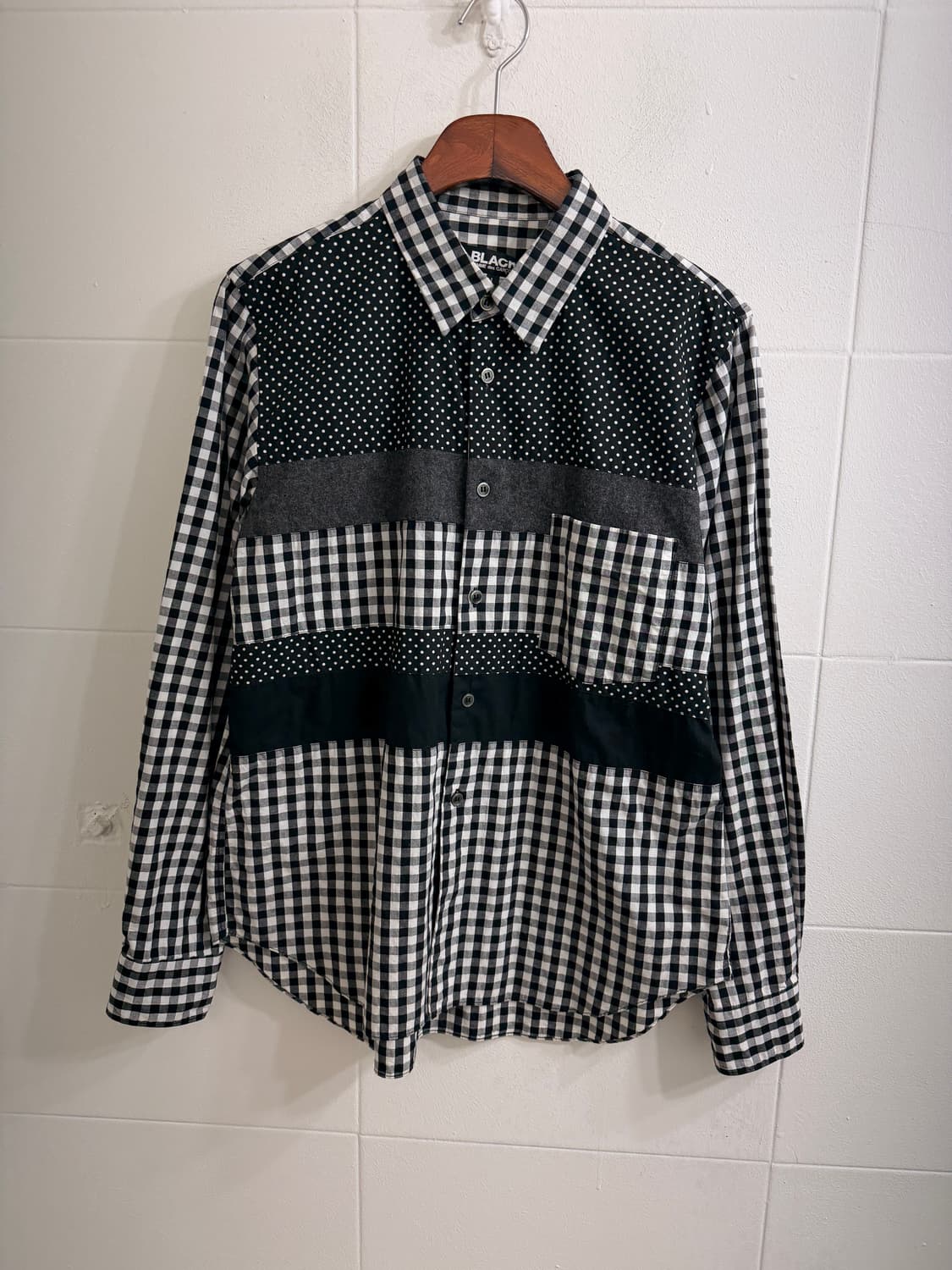 (세트 할인 가능) 꼼데가르송 체크 도트 패치워크 셔츠 상품이미지4