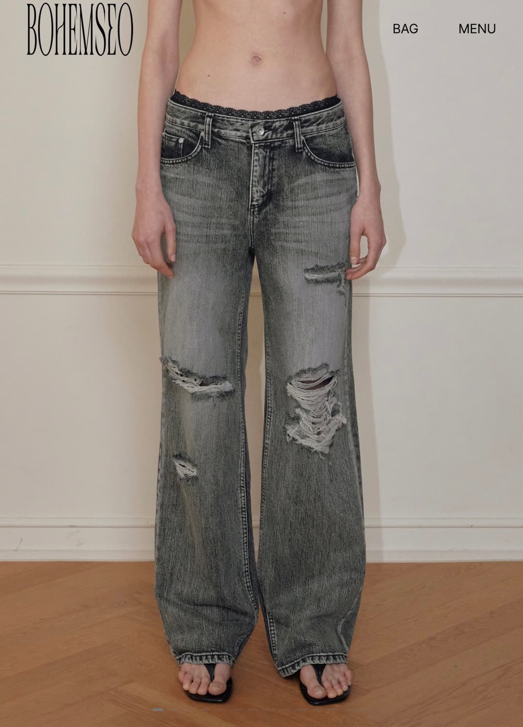 보헤미안서울 highlight damage wide pants 상품이미지1
